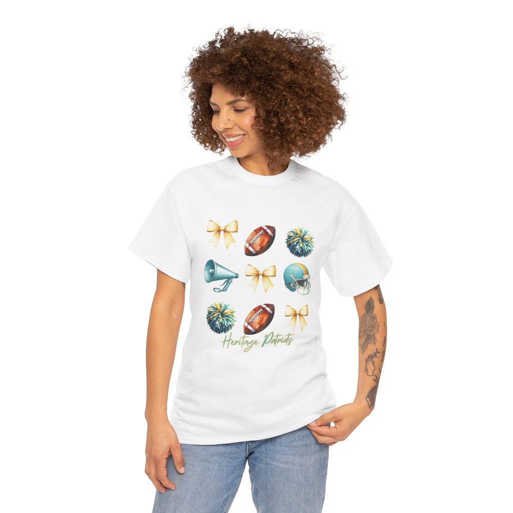 Heritage Patriots Football Icons Tee | Helmet, Ball, Pom Pom, Megaphone