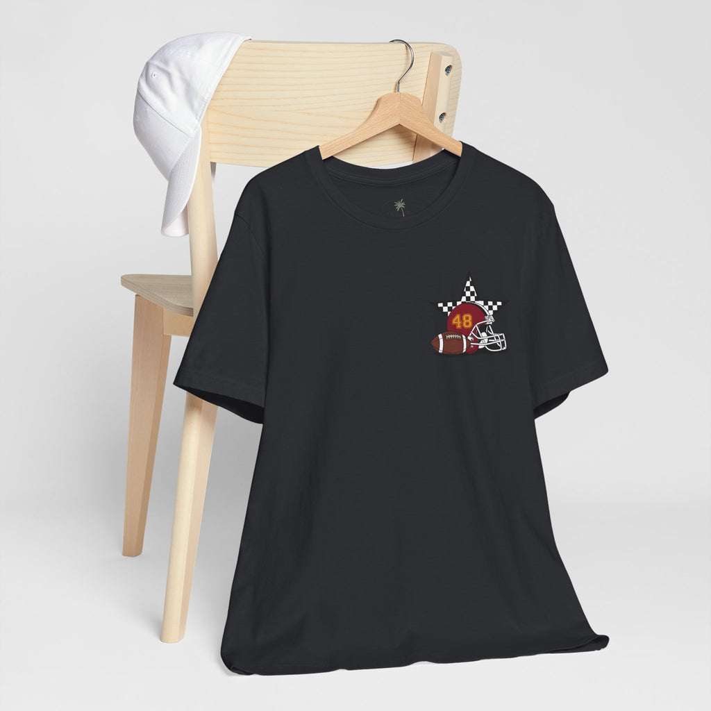 My Favorite Player Calls Me Mom Football T-Shirt | Proud Football Mom Tee | Game Day Shirt for Moms | Sports Mom Gift