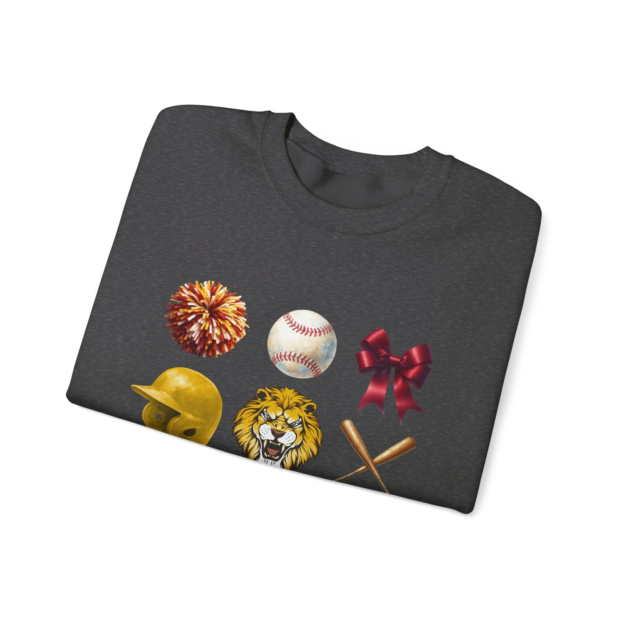 Liberty Lions baseball icons Sweatshirt | lion helmet bats bow pom pom