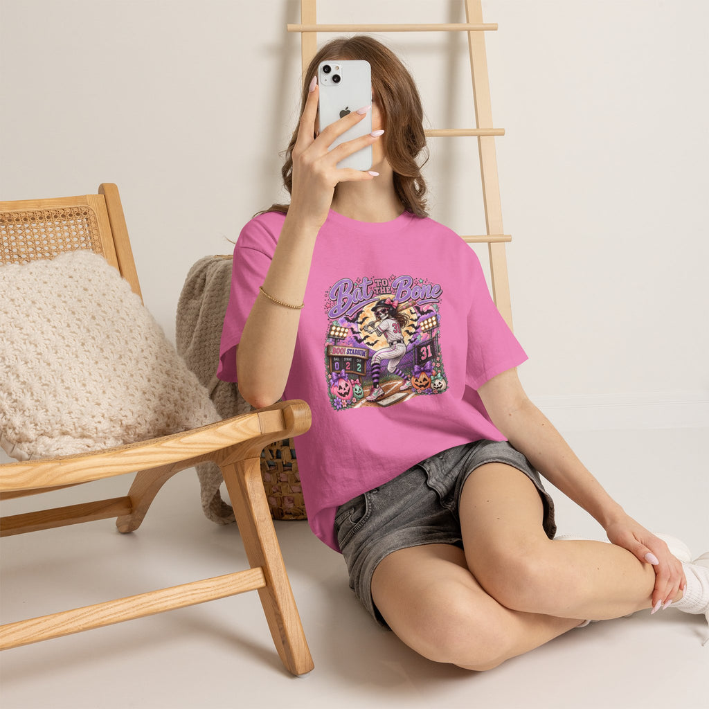 Bat to the Bone Halloween Softball Tee | Vintage Pumpkins