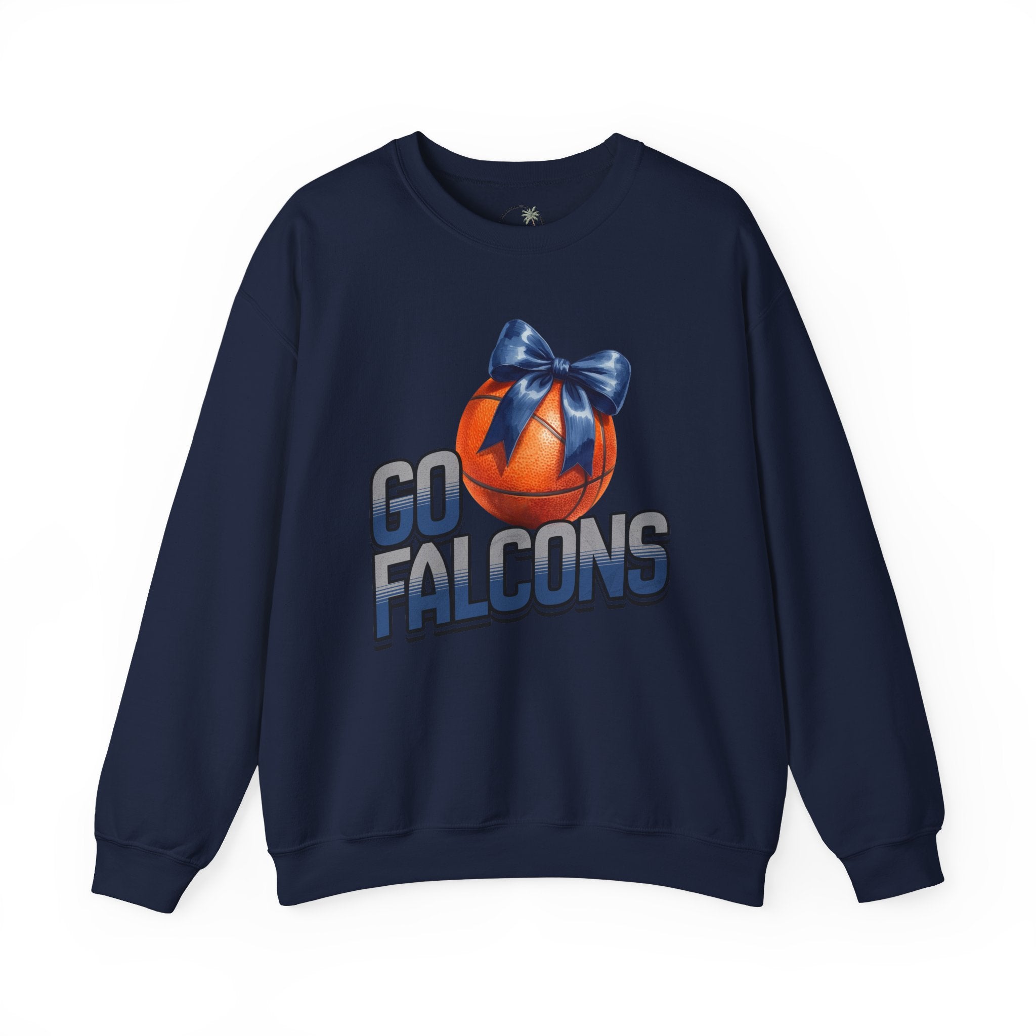 Go Falcons Basketball with Blue Bow Sweatshirt | Team Spirit Crewneck