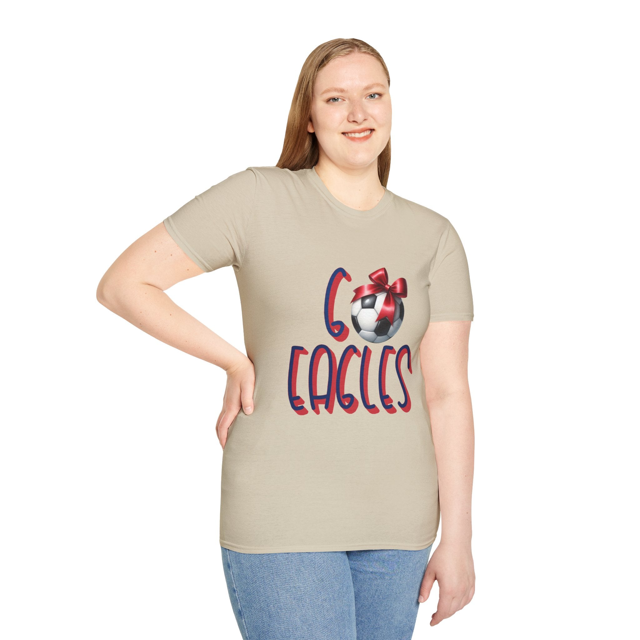 Eagles Soccer Ball Graphic T-Shirt | Red Blue Script