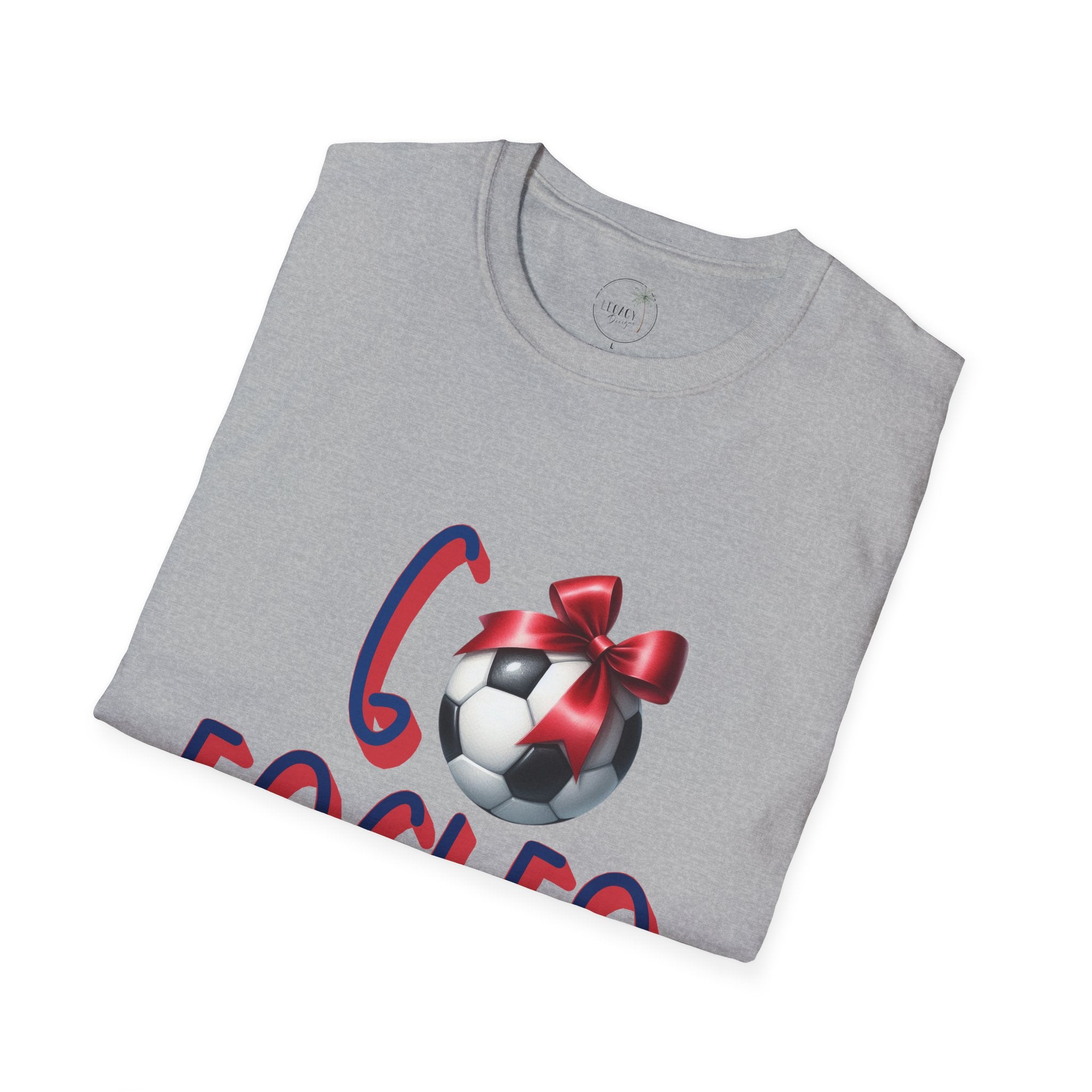 Eagles Soccer Ball Graphic T-Shirt | Red Blue Script