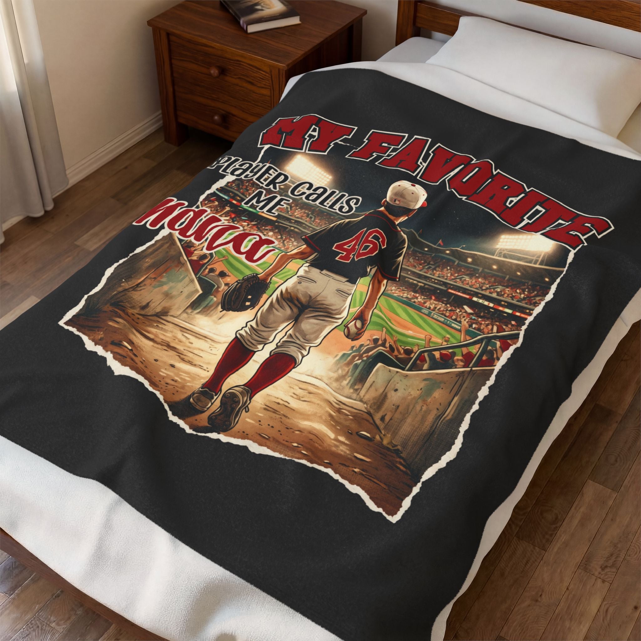 My Favorite Player Calls Me Nana Velveteen Blanket | Baseball Stadium Design