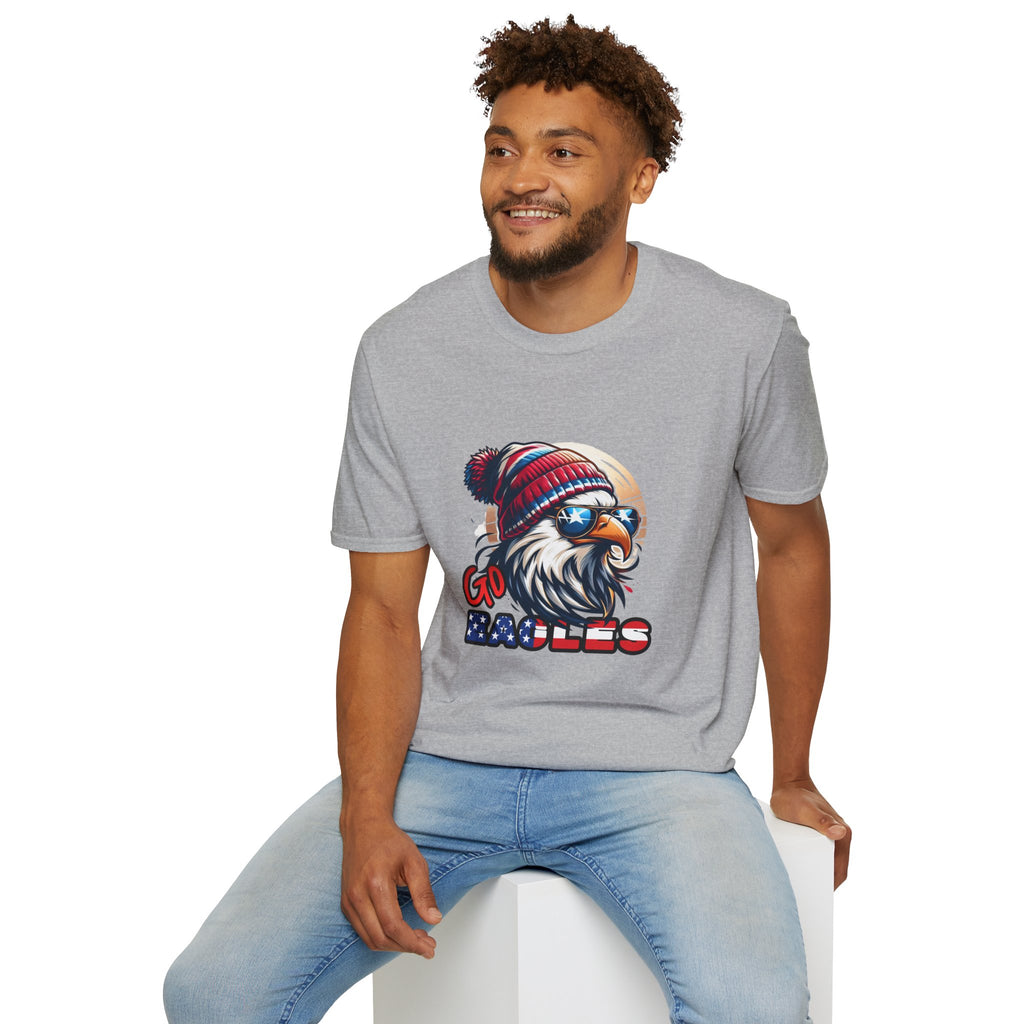 Patriotic Eagle with Beanie T-Shirt | American Flag Colors, Retro Illustration