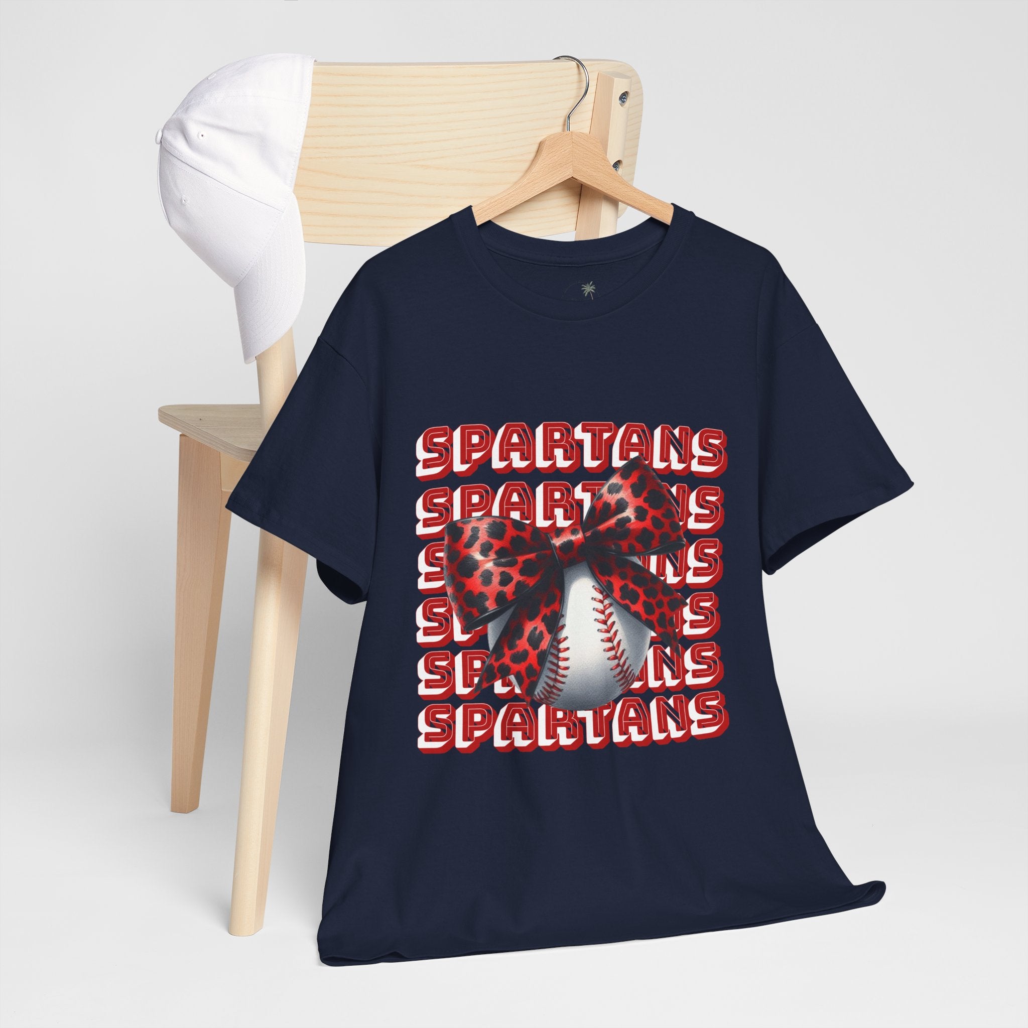 Spartans Leopard Bow Baseball Tee | Sports Team Graphic Shirt