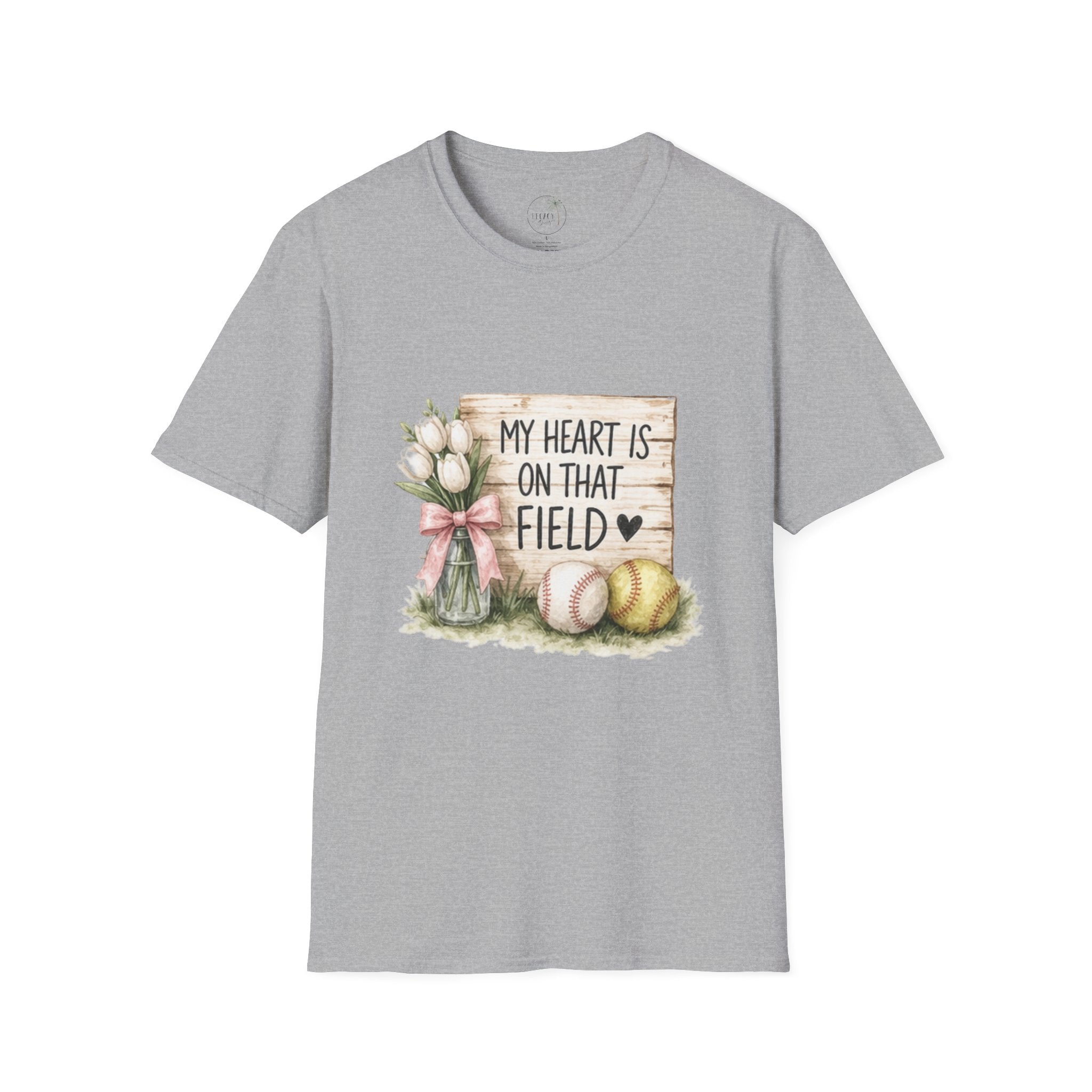My Heart Is On That Field T-Shirt | Baseball Softball Mom Design