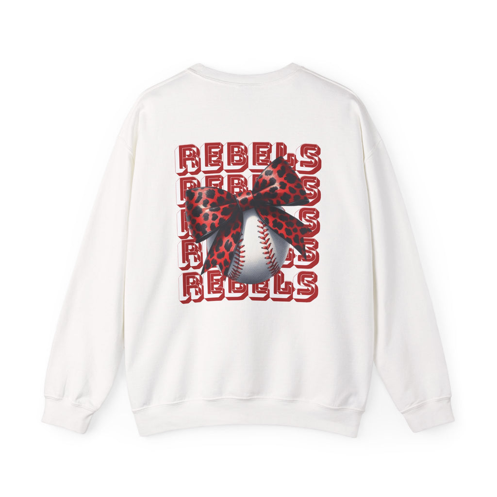 Rebels Leopard Bow Crewneck Sweatshirt | Baseball Graphic