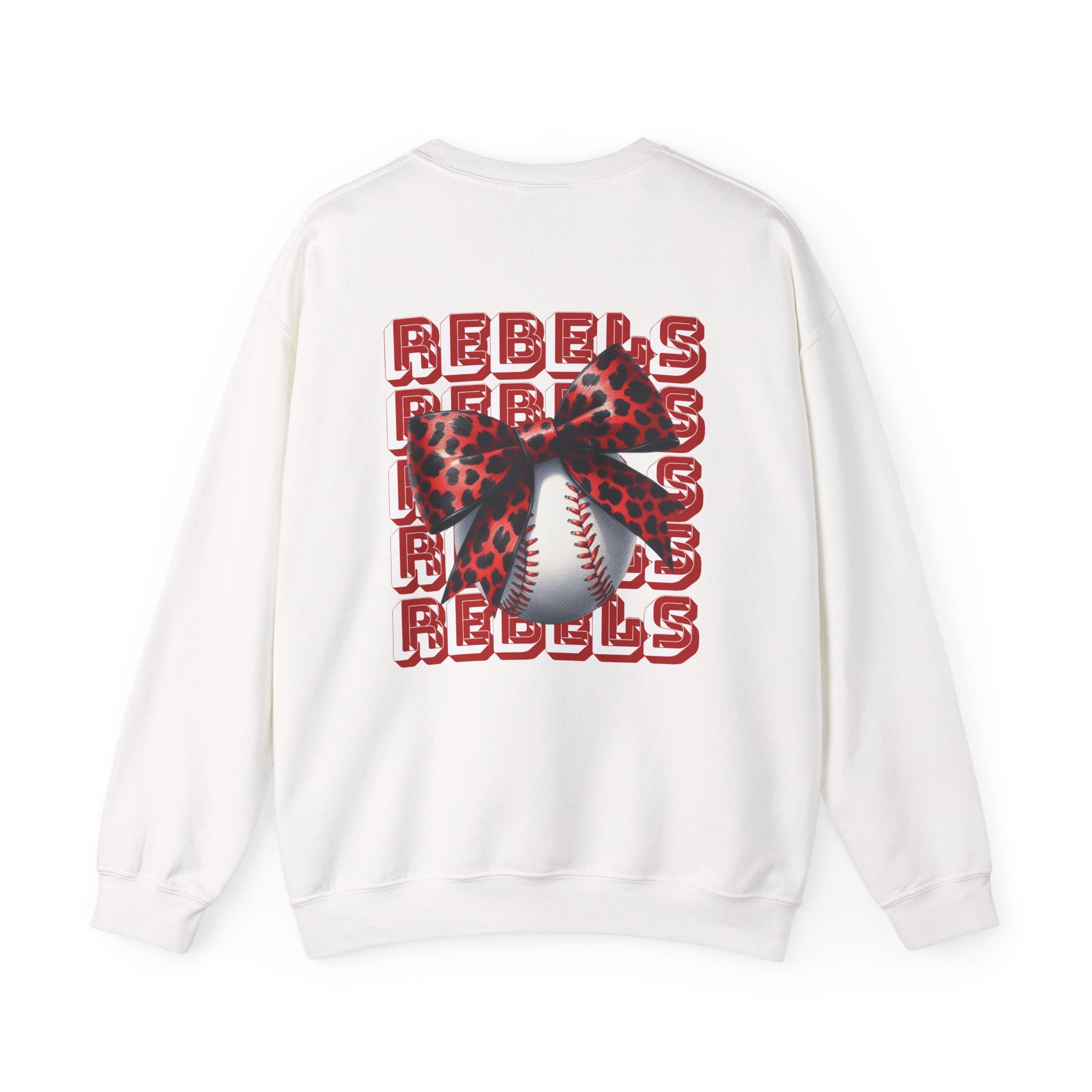 Rebels Leopard Bow Crewneck Sweatshirt | Baseball Graphic