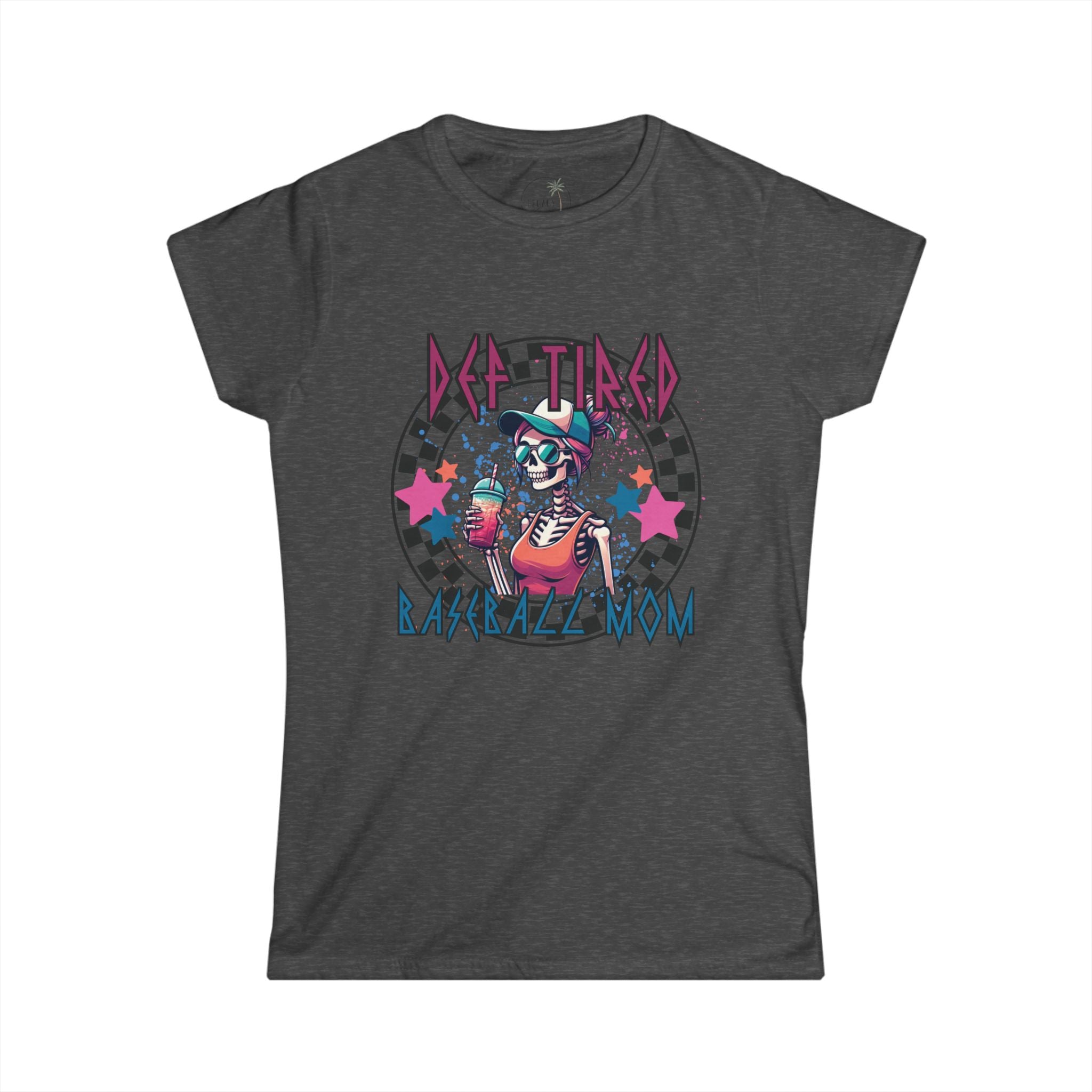 Def Tired Baseball Mom Tee | Checkerboard Punk Aesthetic