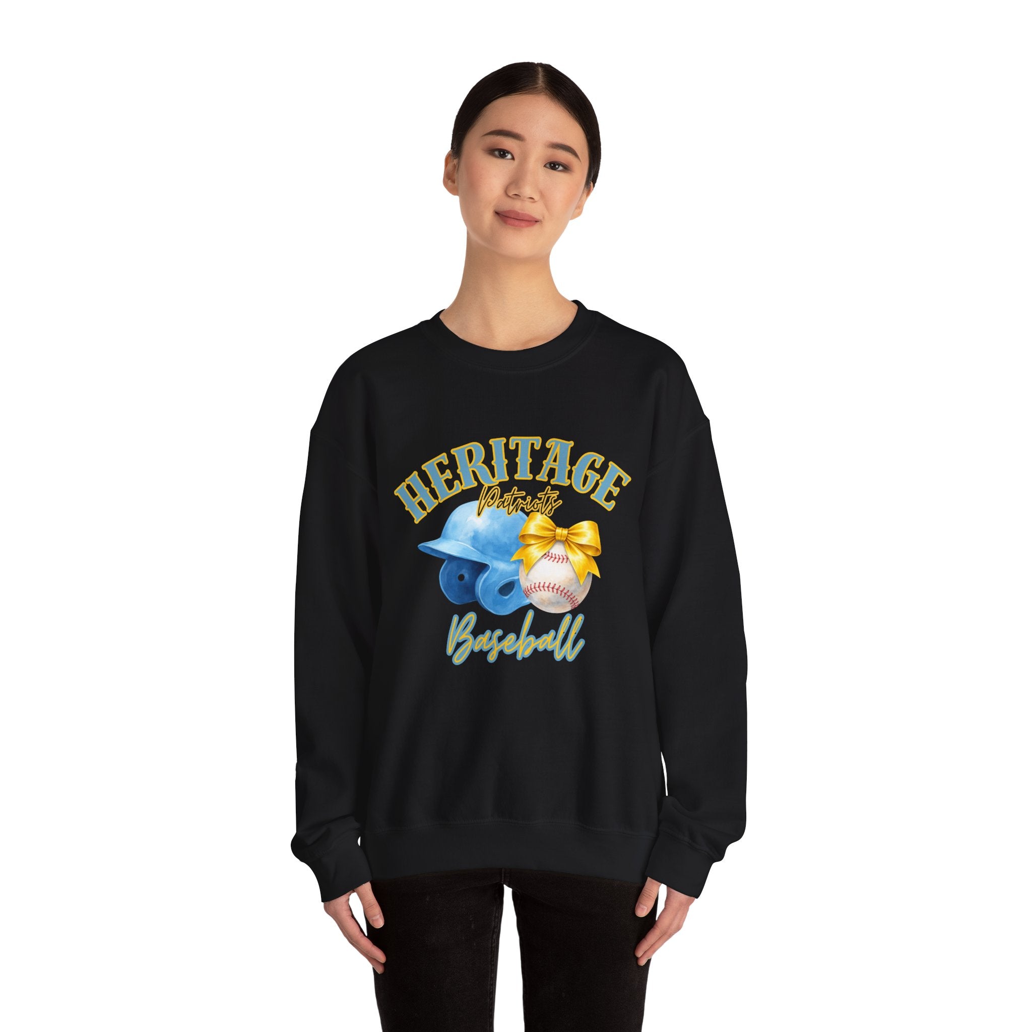 Heritage Patriots Baseball Crewneck Sweatshirt | Helmet, Ball, Bow