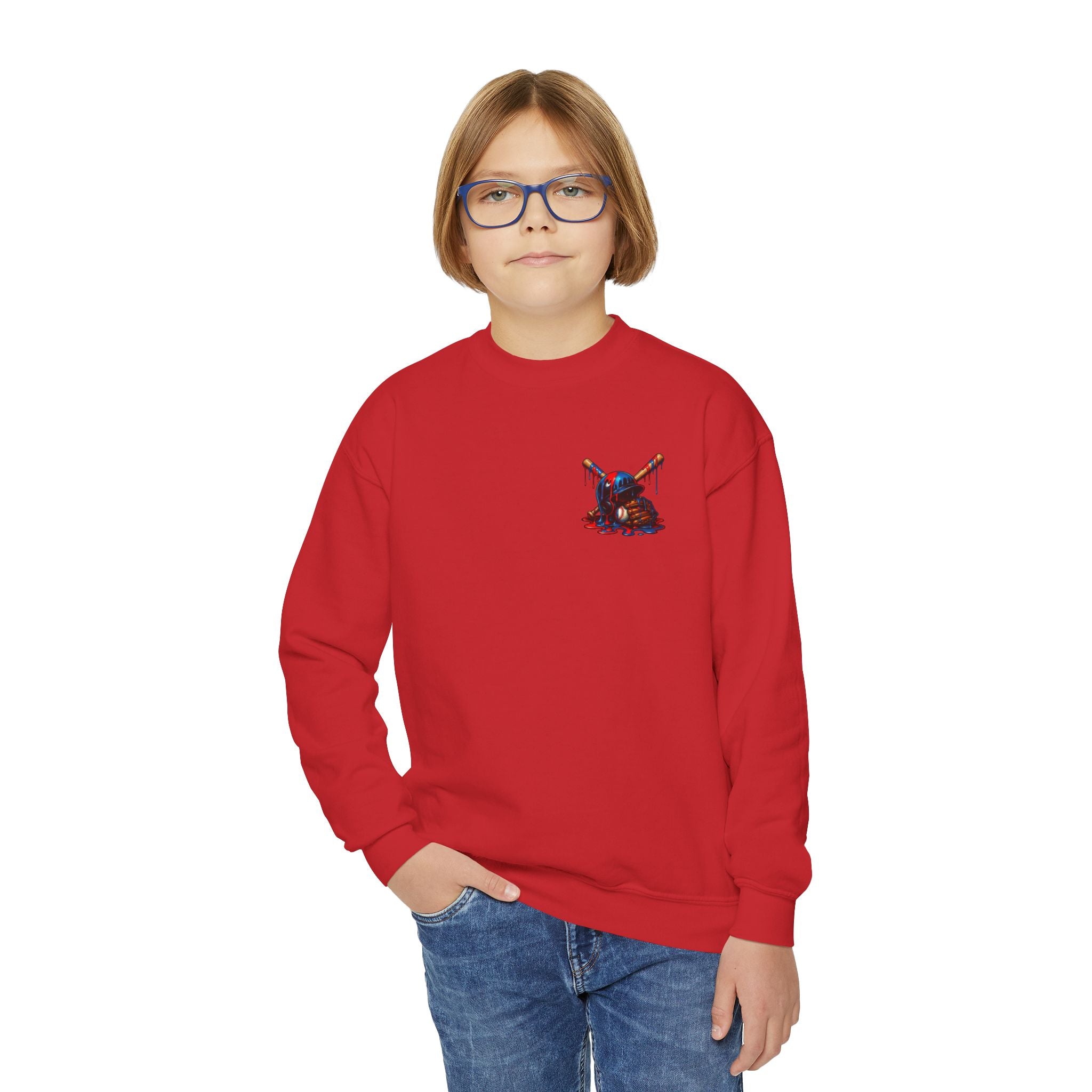Drip Baseball Helmet Youth Sweatshirt | Drip Graphic, Sports Skull