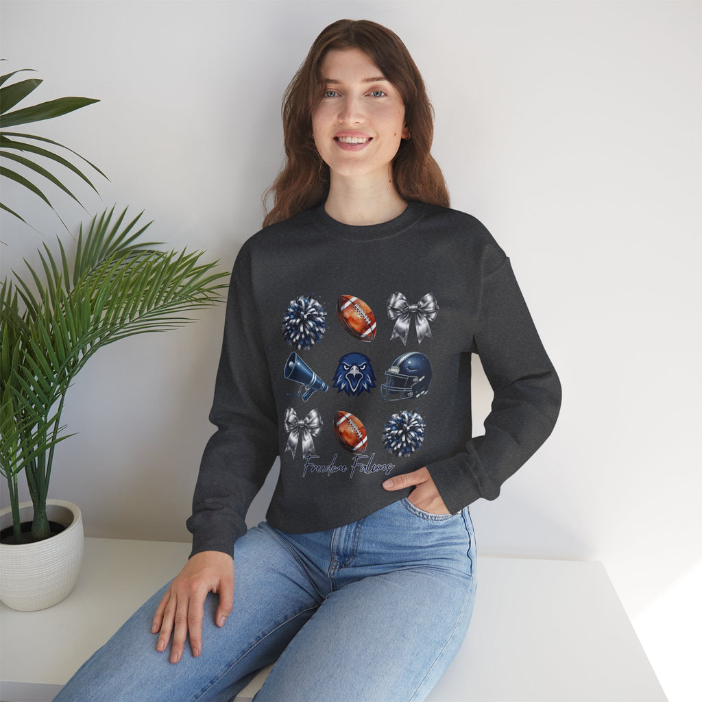 Freedom Falcons Football Crewneck Sweatshirt | Football Icons, Megaphone & Bows