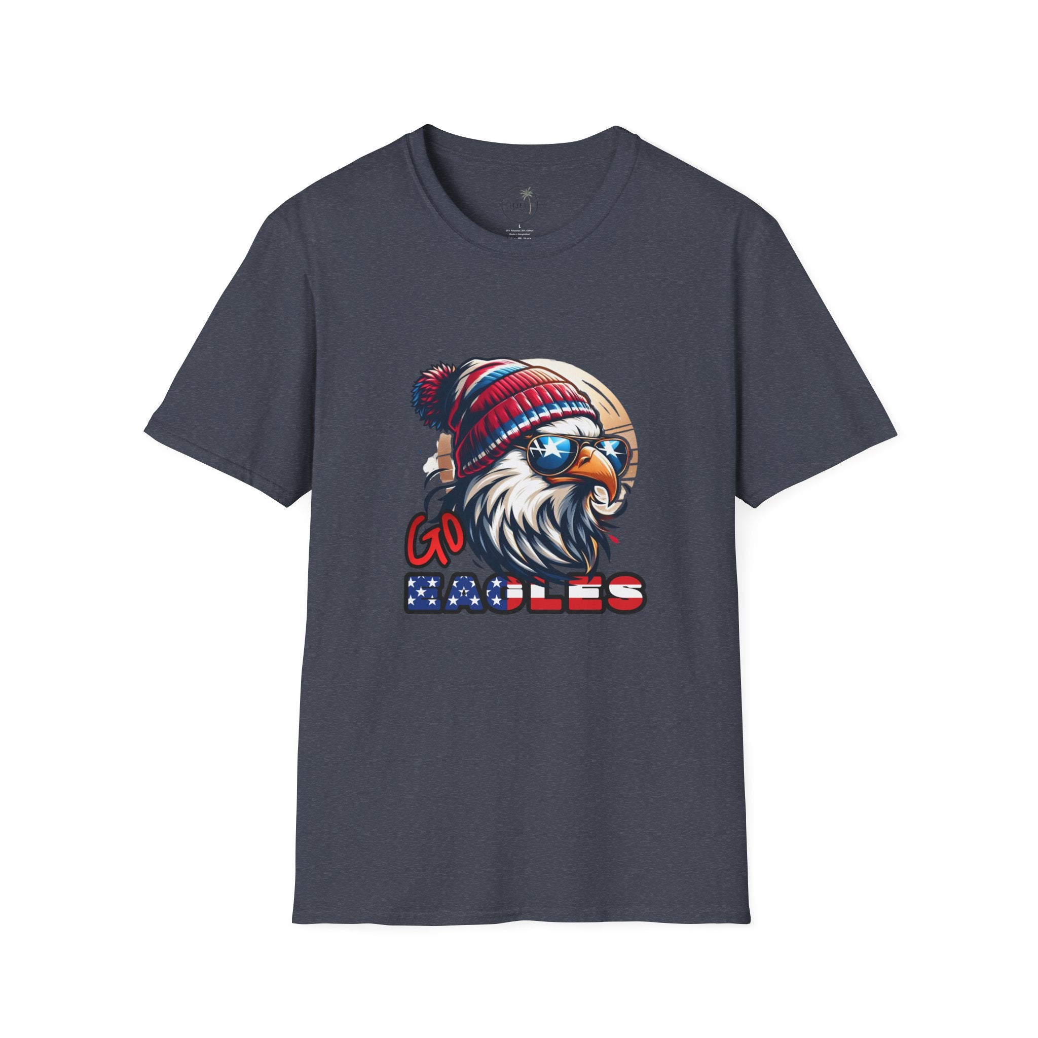 Patriotic Eagle with Beanie T-Shirt | American Flag Colors, Retro Illustration