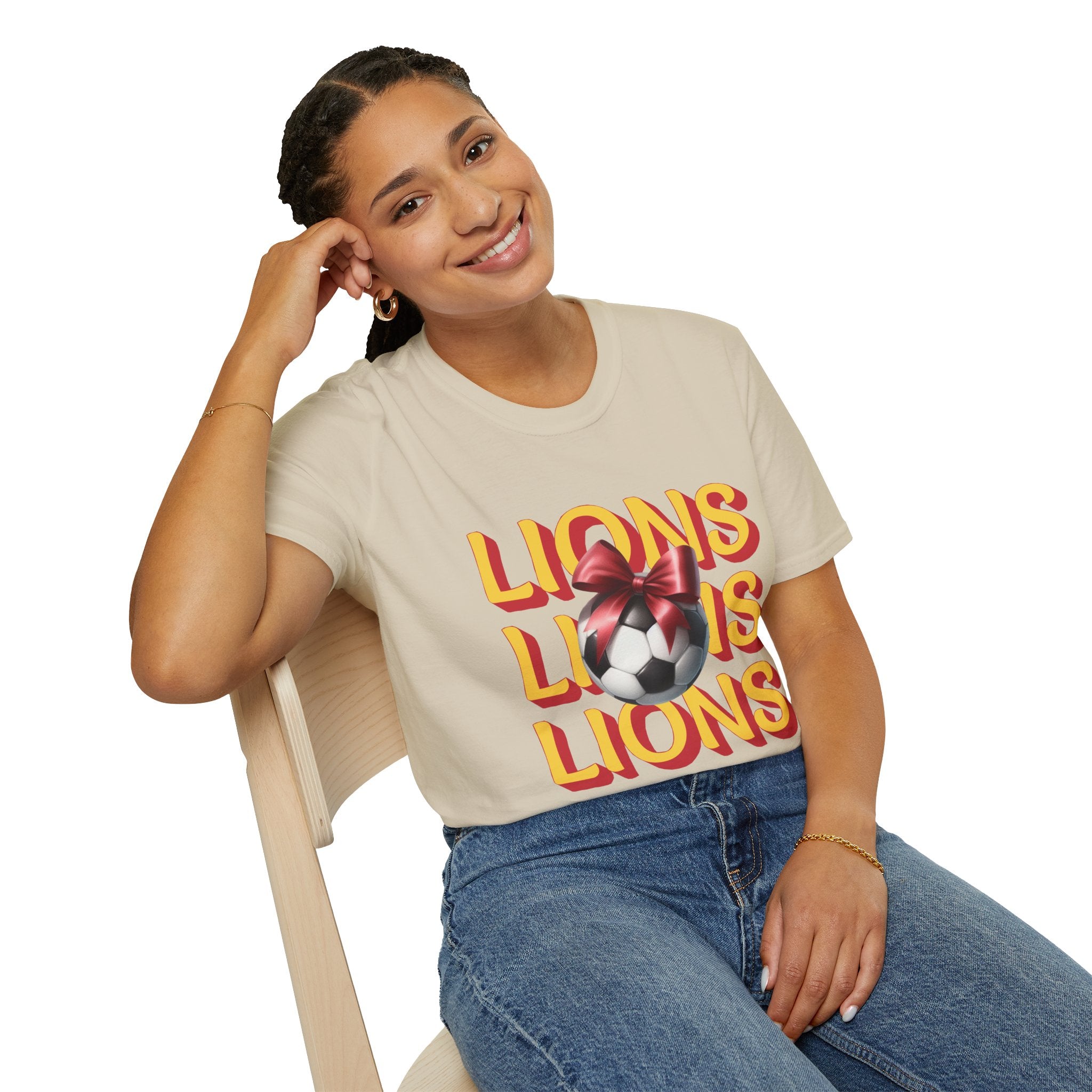 Liberty Lions Soccer Graphic Tee — Retro Lions Bow Soccer Ball Design