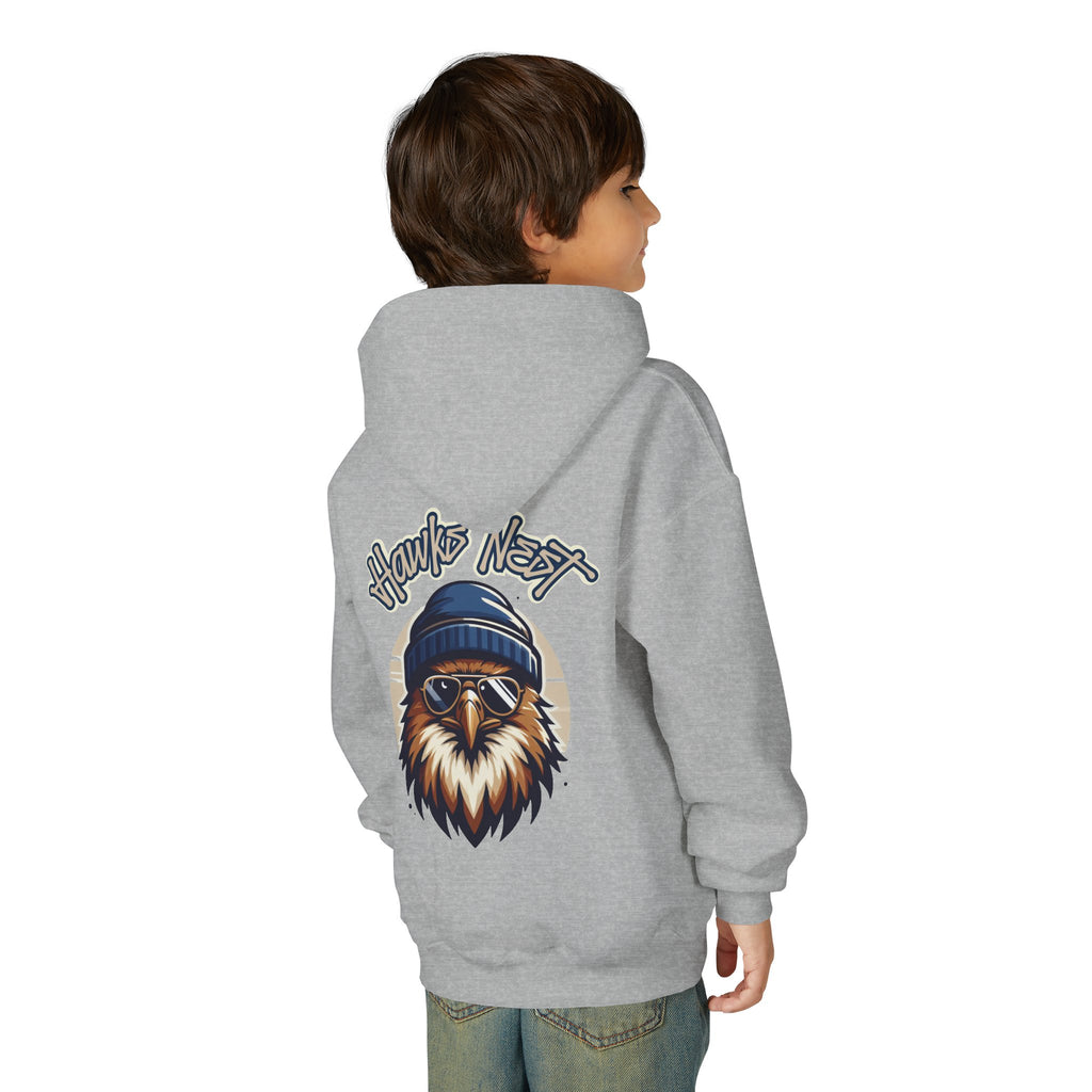 Hawks Nest Eagle Beanie Illustration Hoodie | Youth Hooded Sweatshirt