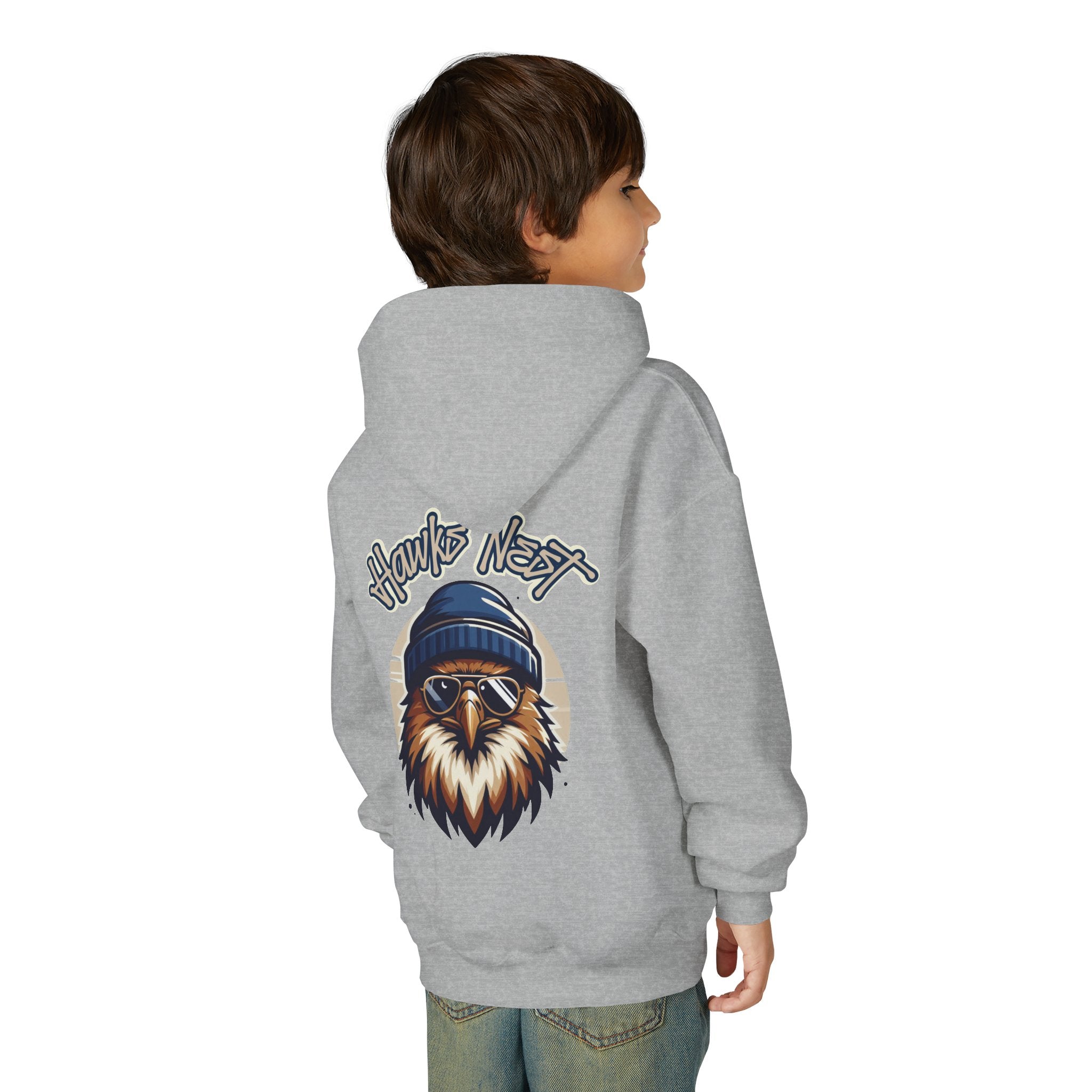 Hawks Nest Eagle Beanie Illustration Hoodie | Youth Hooded Sweatshirt