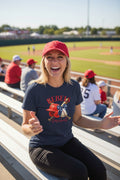 Rebels Baseball Women's Tee | Helmet, Bat & Baseball Graphic