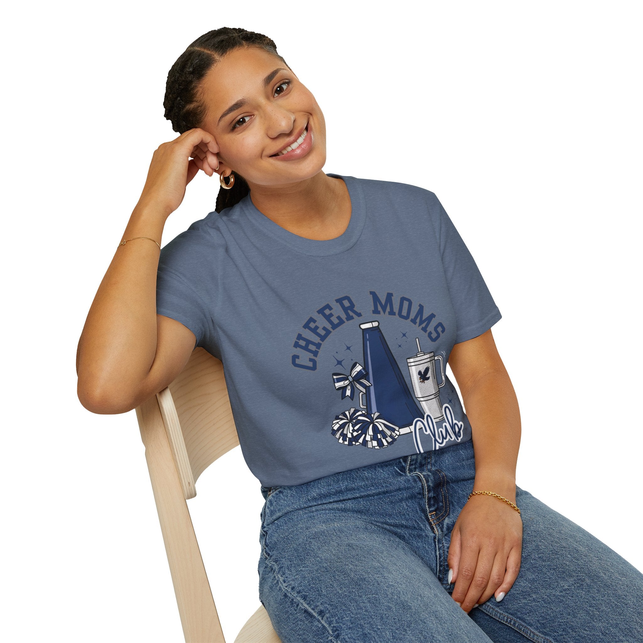 Cheer Moms Club T-Shirt | Pom Pom, Megaphone, Coffee Graphic