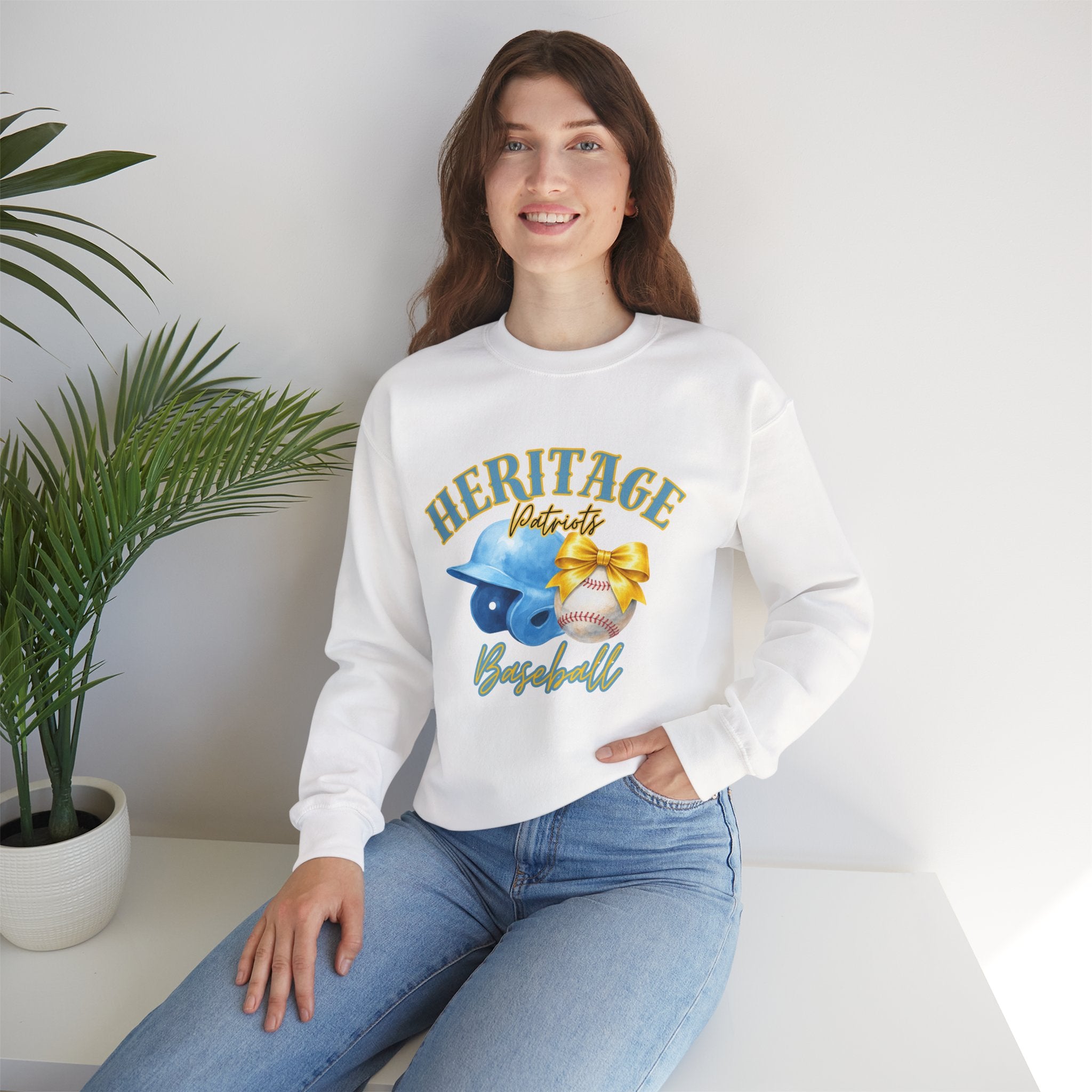 Heritage Patriots Baseball Crewneck Sweatshirt | Helmet, Ball, Bow