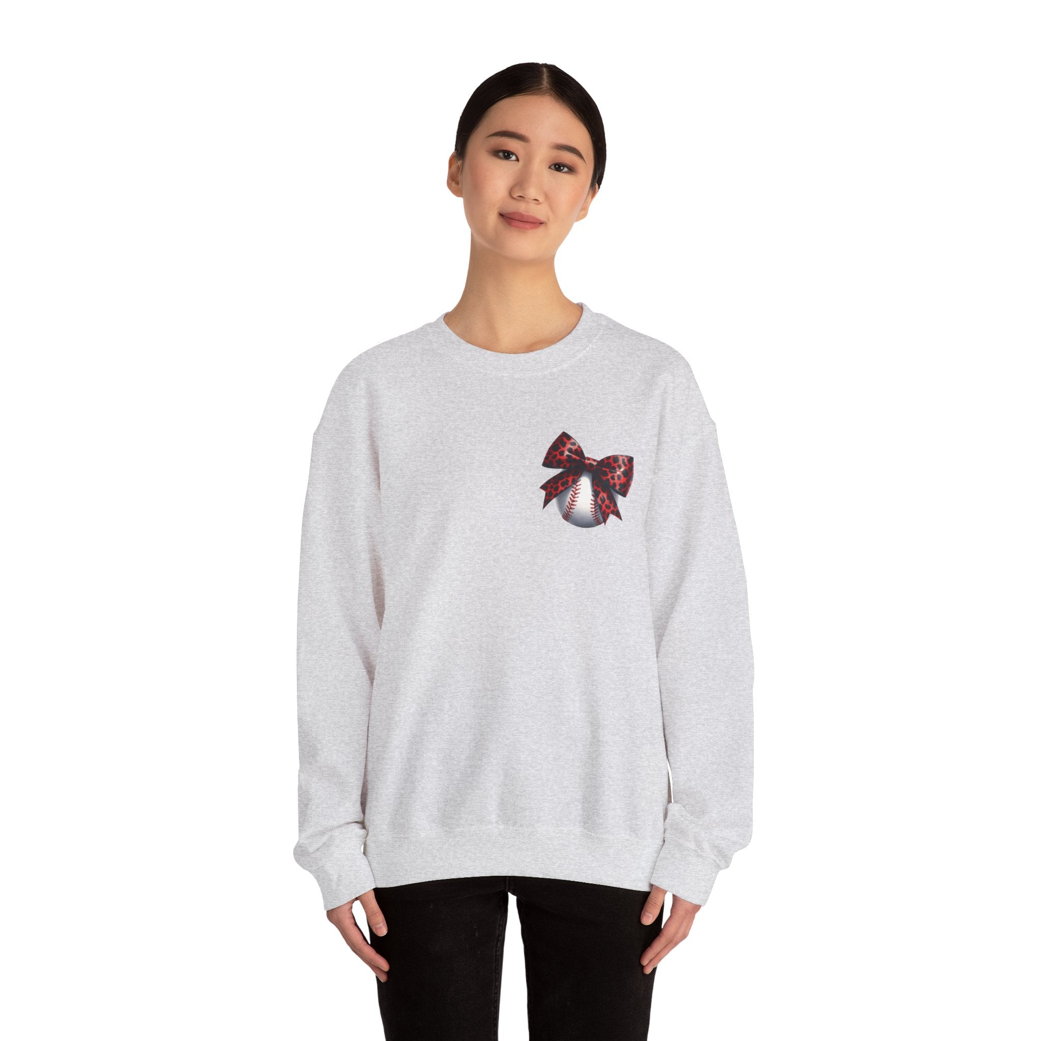 Rebels Leopard Bow Crewneck Sweatshirt | Baseball Graphic