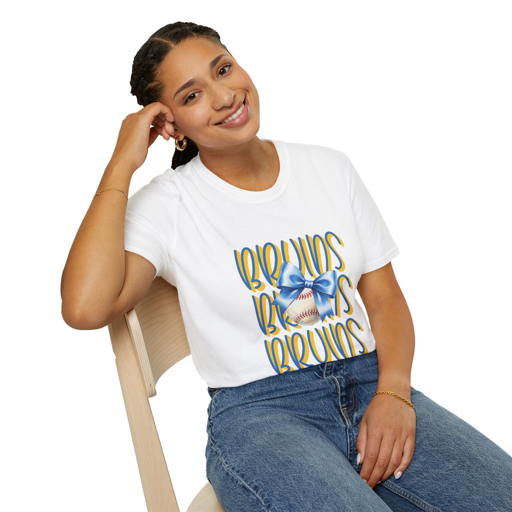 Bruins Baseball with Blue Bow T-Shirt | Sports Team Fan Tee