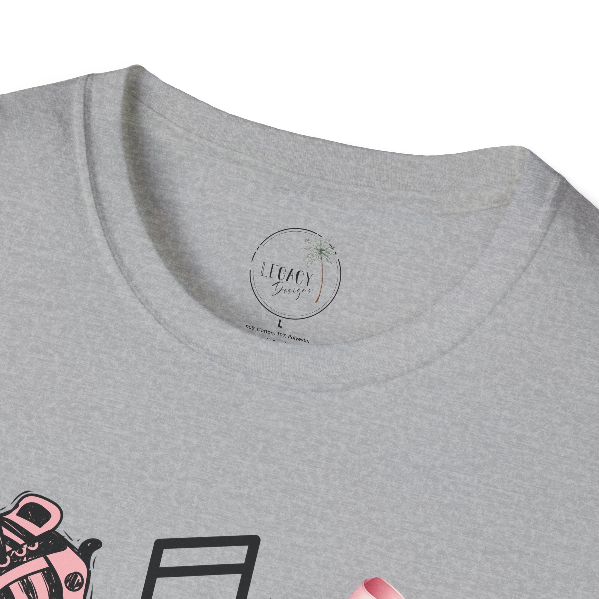 Hip Hop Dance Icons T‑Shirt — Pink Bows, Boombox & Sneaker Graphic