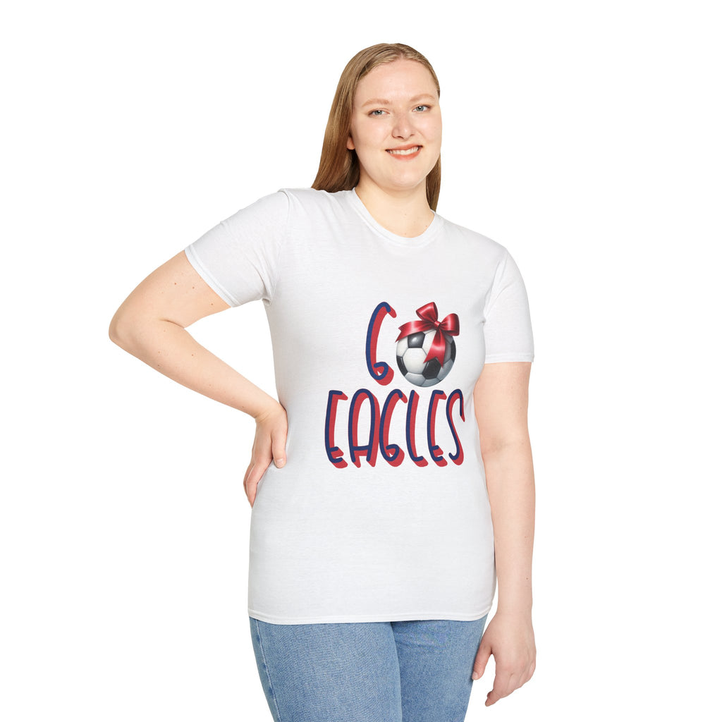 Eagles Soccer Ball Graphic T-Shirt | Red Blue Script
