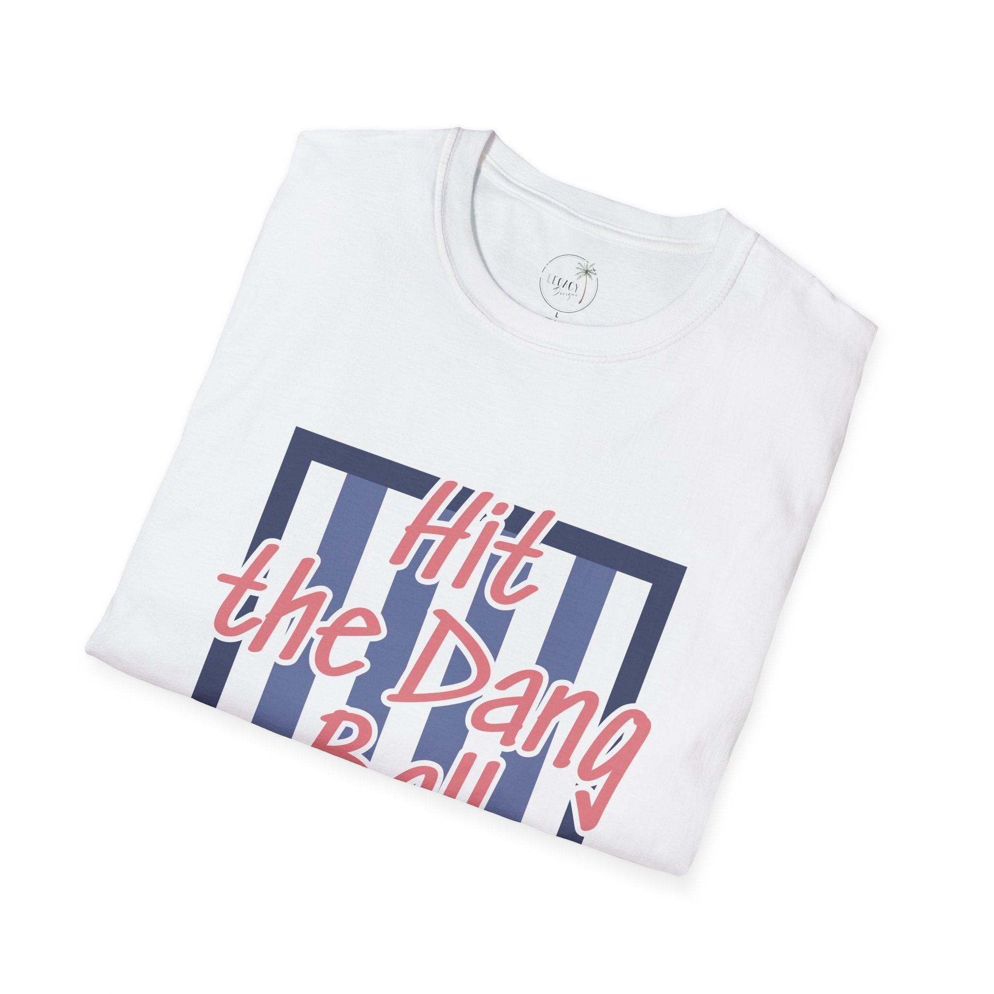 Preppy Hit the Dang Ball T-Shirt | Girly Baseball Graphic, Glove and Helmet Illustration