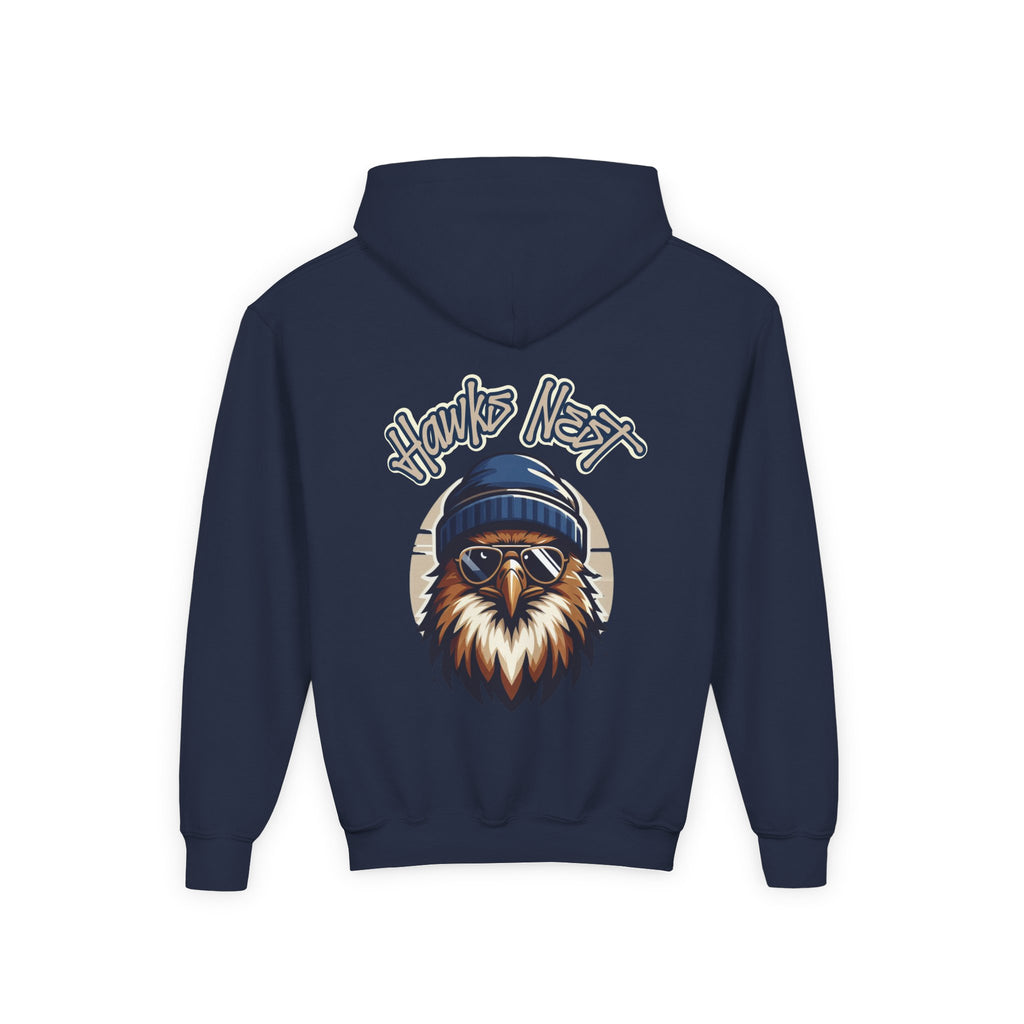 Hawks Nest Eagle Beanie Illustration Hoodie | Youth Hooded Sweatshirt