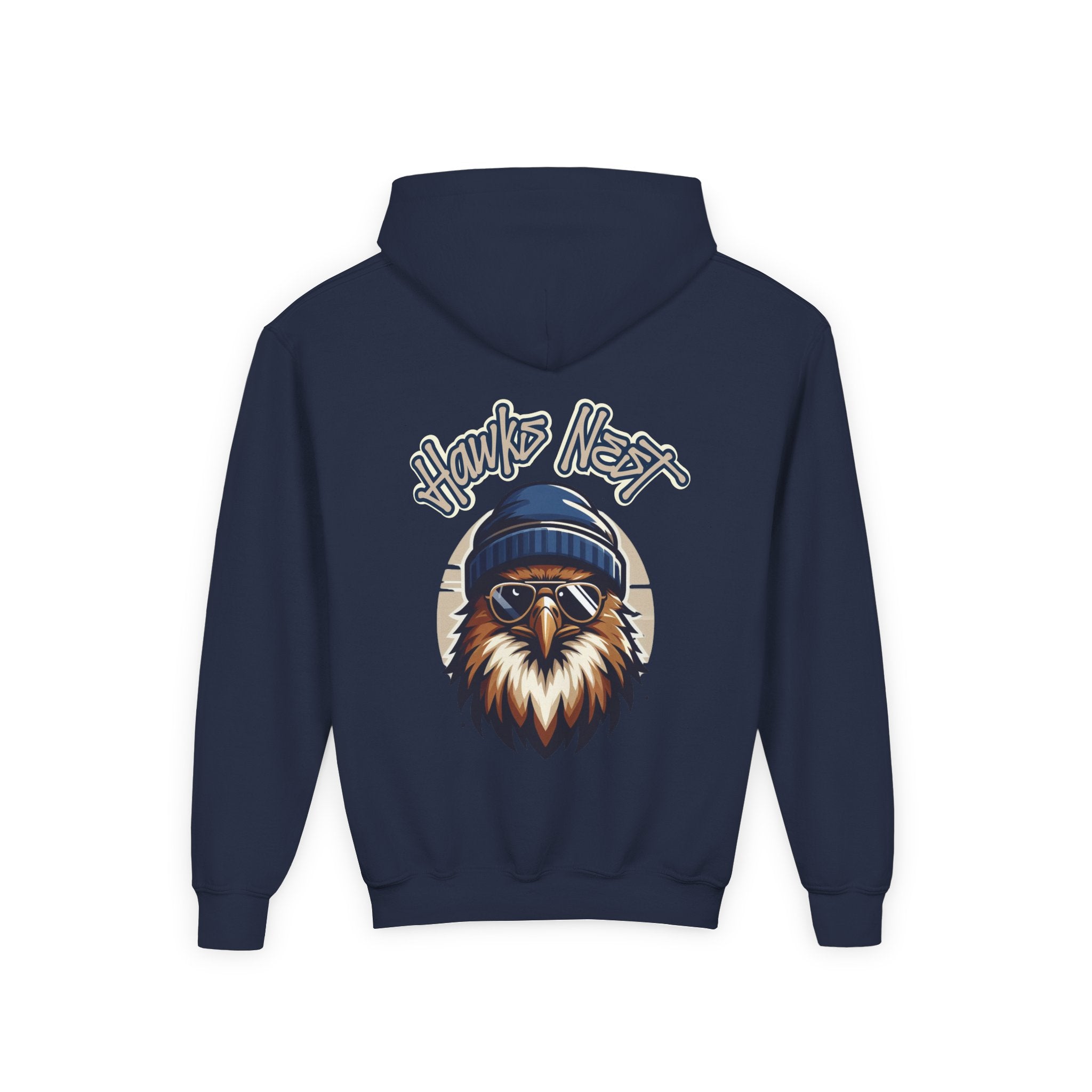 Hawks Nest Eagle Beanie Illustration Hoodie | Youth Hooded Sweatshirt