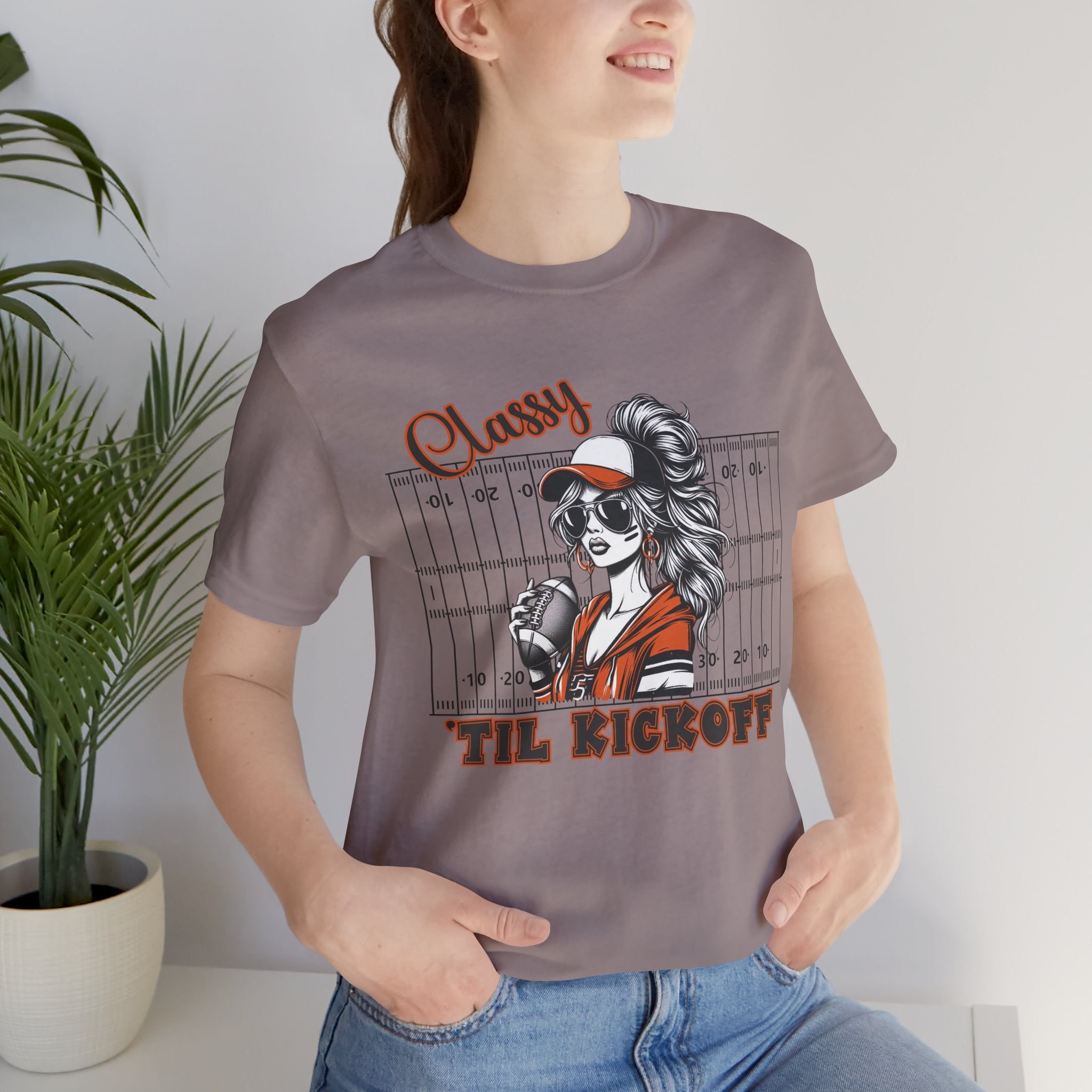 Classy Til Kickoff Football T-Shirt | Womens Game Day Tee | Cute Football Mom Shirt | Tailgate Outfit Fall Sports Fan Gift
