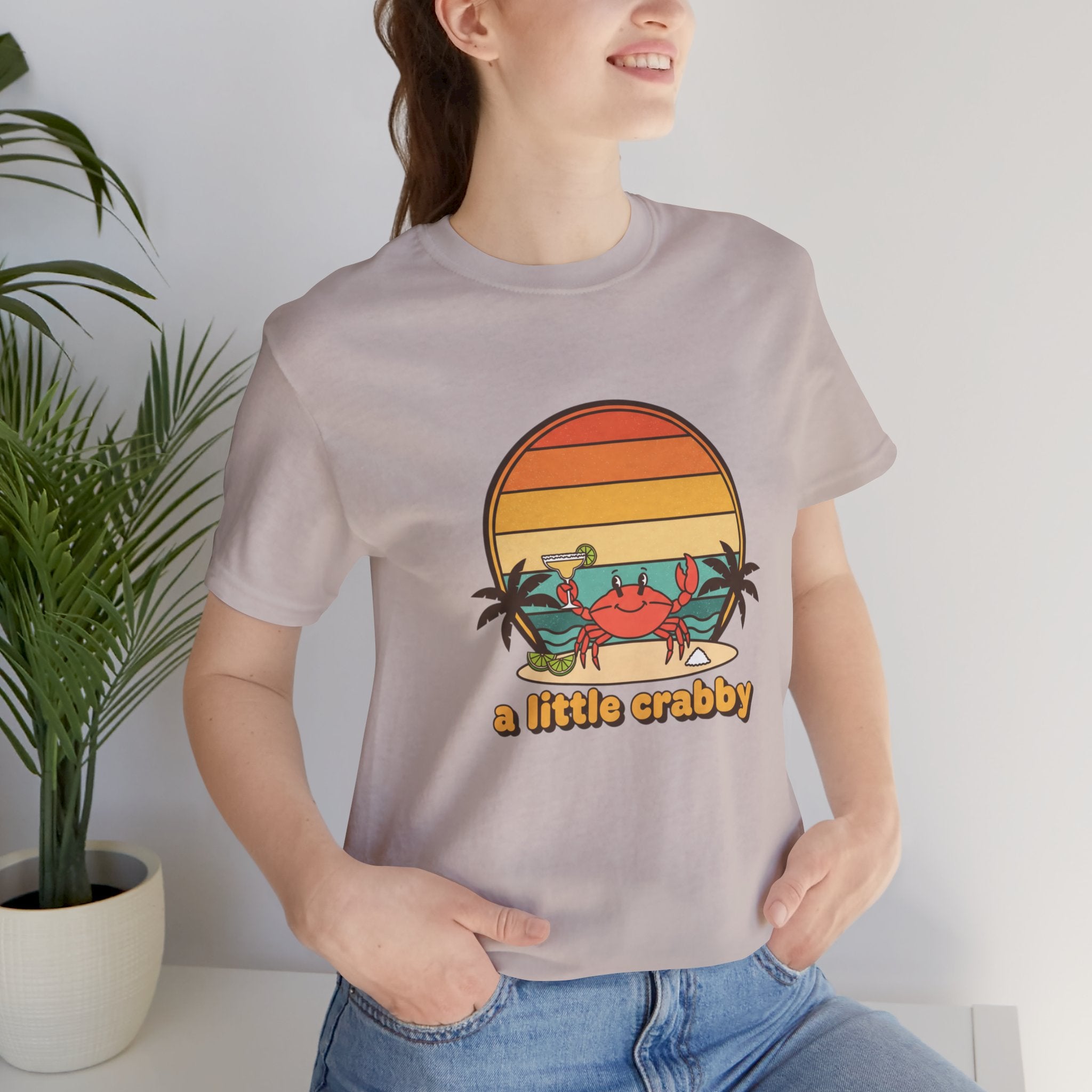 A Little Crabby Crab Sunset T-Shirt | Beach Palm Illustration