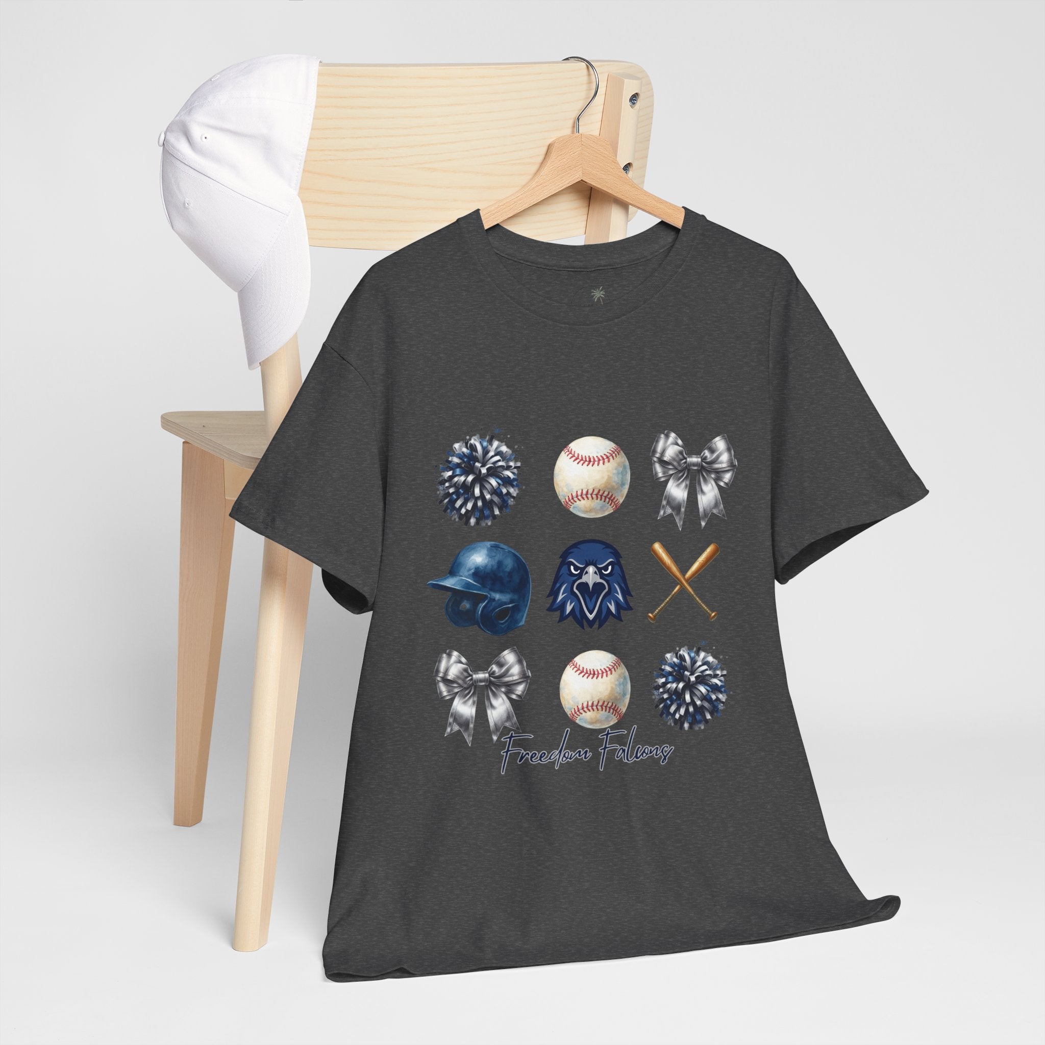 Freedom Falcon Baseball Icons Tee | Helmet, Bat, Ball,