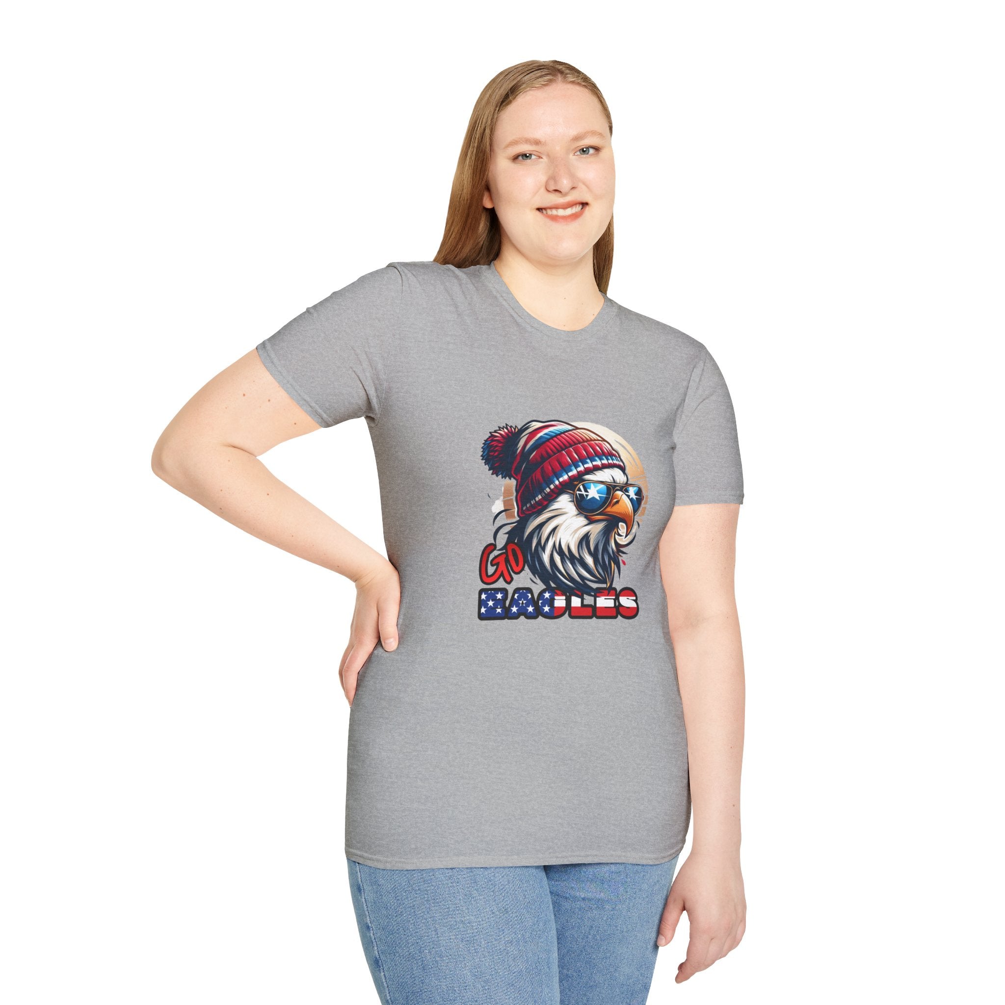 Patriotic Eagle with Beanie T-Shirt | American Flag Colors, Retro Illustration