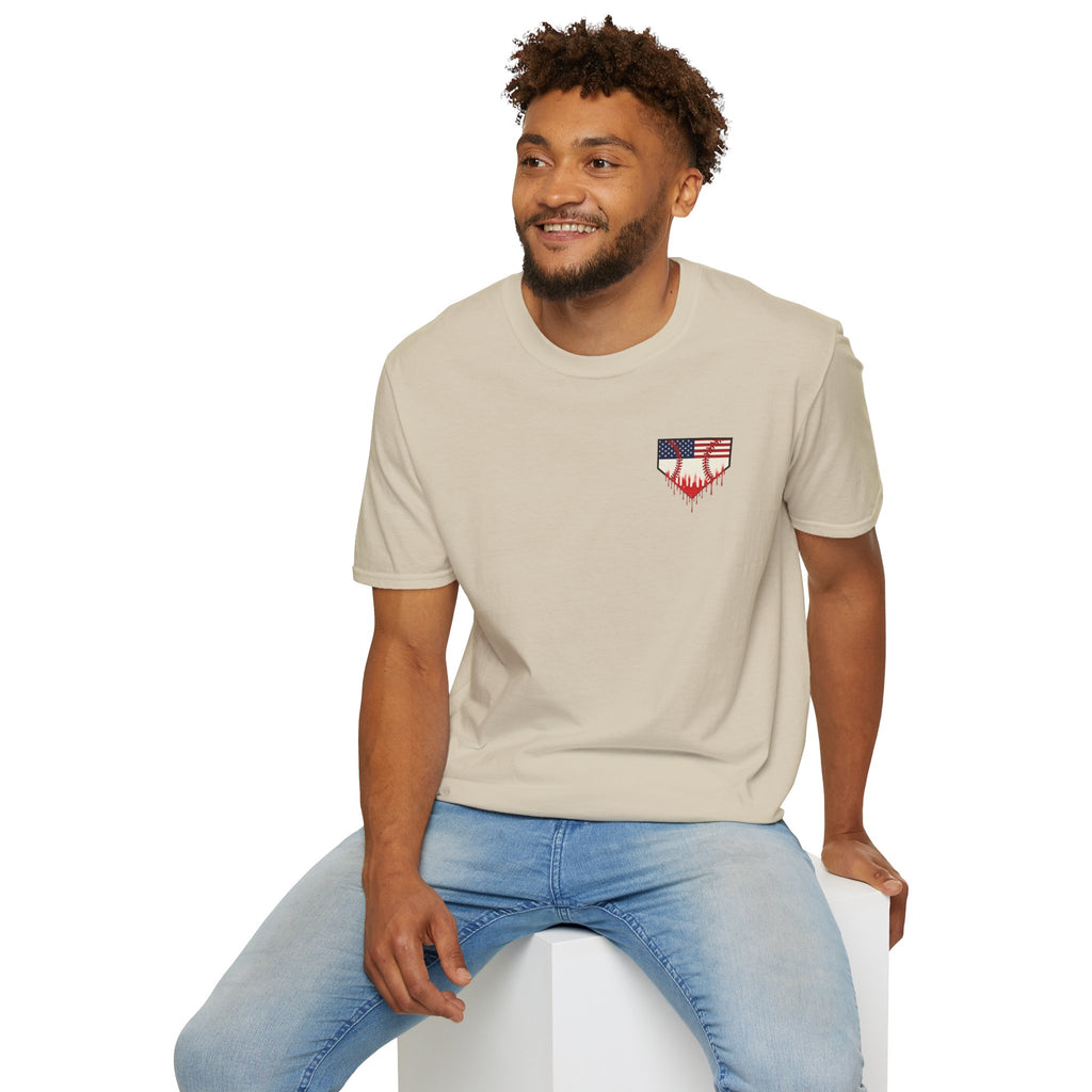 Rebels American Flag Baseball T-Shirt |American Flag Home Plate Drip Design