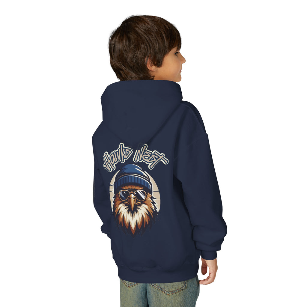 Hawks Nest Eagle Beanie Illustration Hoodie | Youth Hooded Sweatshirt