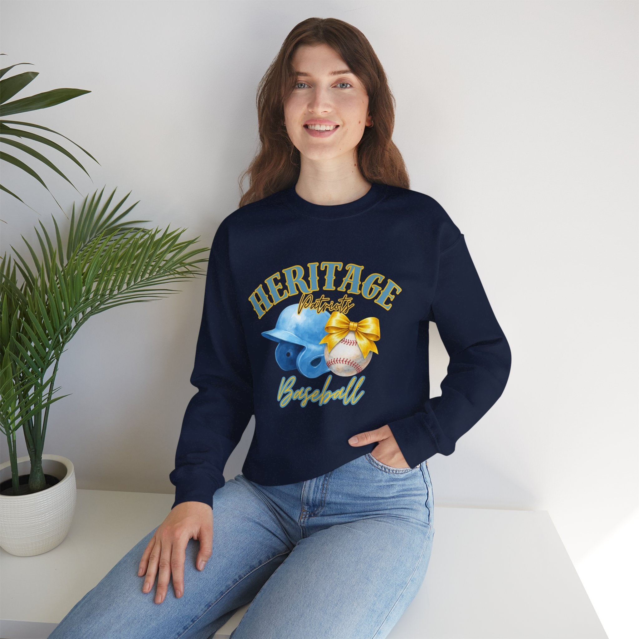 Heritage Patriots Baseball Crewneck Sweatshirt | Helmet, Ball, Bow