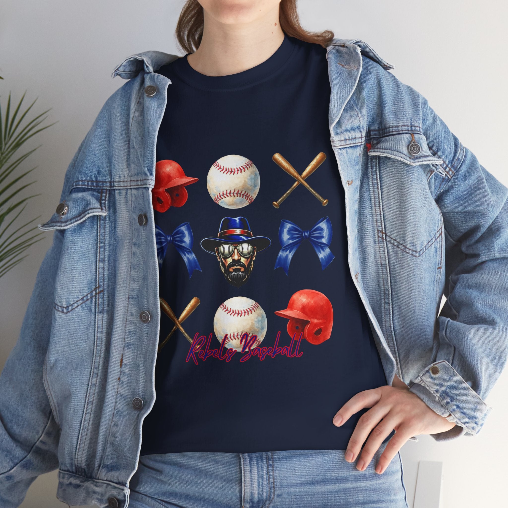 Rebels Baseball Helmet & Bats T-Shirt | Baseball Icons, Bow, Player Portrait