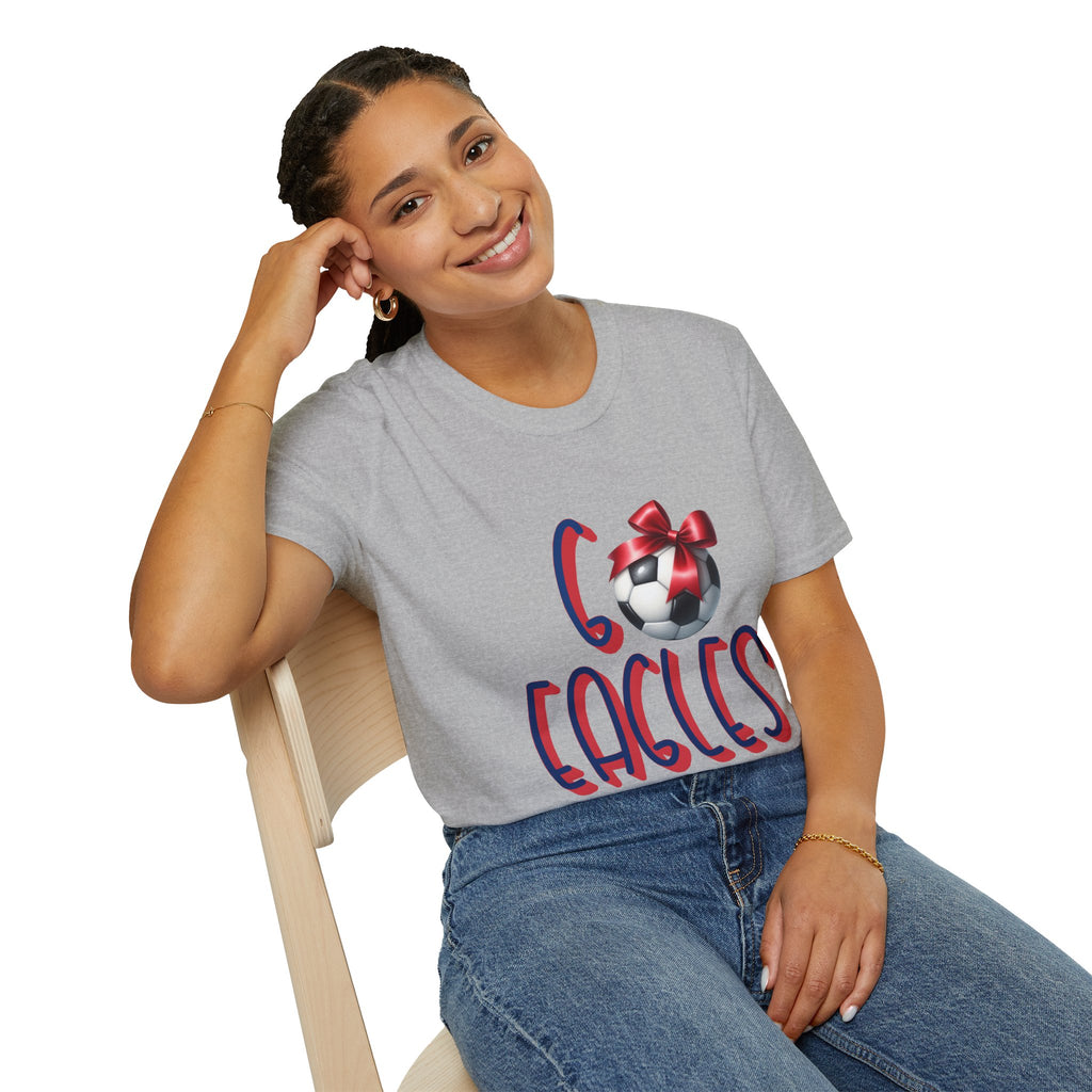 Eagles Soccer Ball Graphic T-Shirt | Red Blue Script