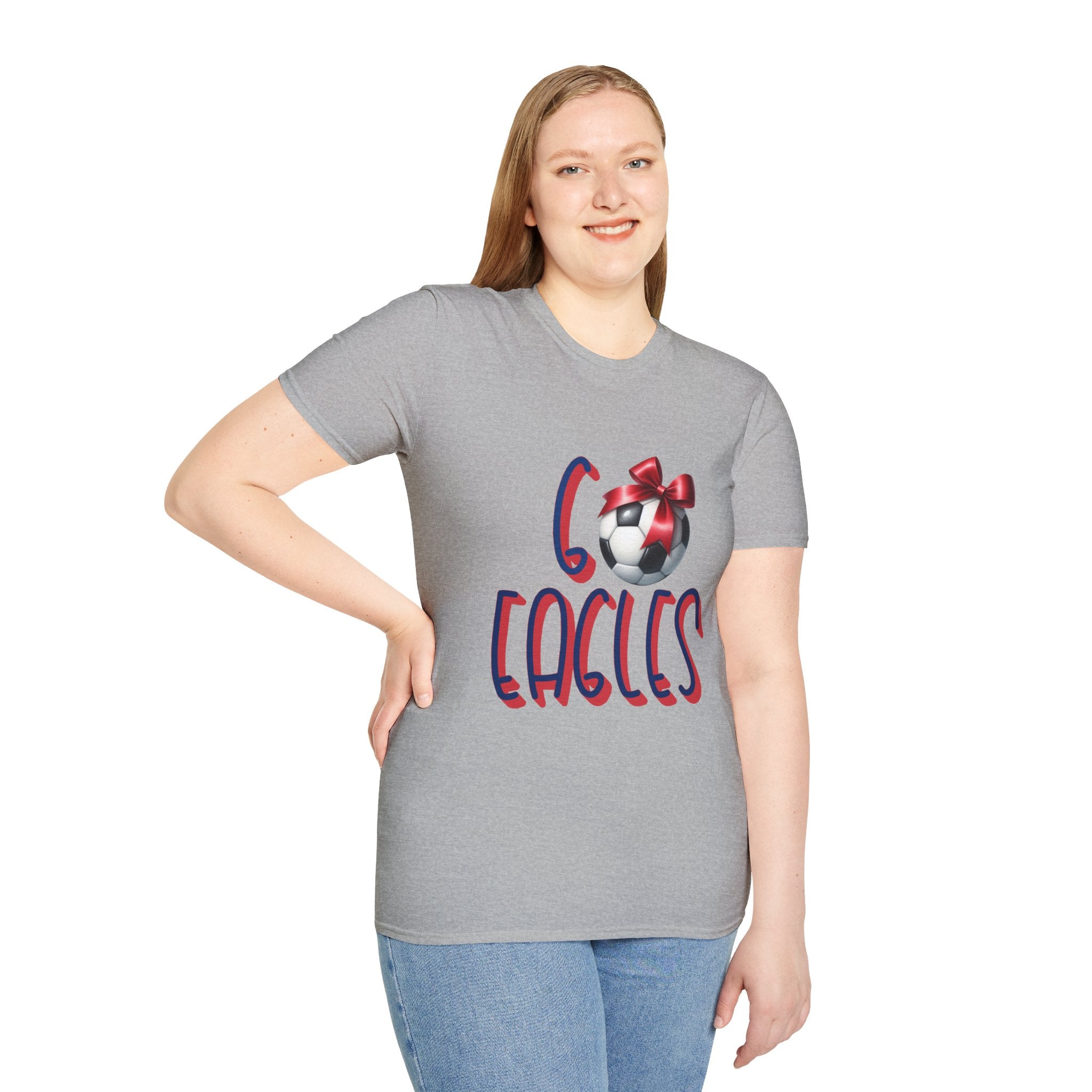 Eagles Soccer Ball Graphic T-Shirt | Red Blue Script