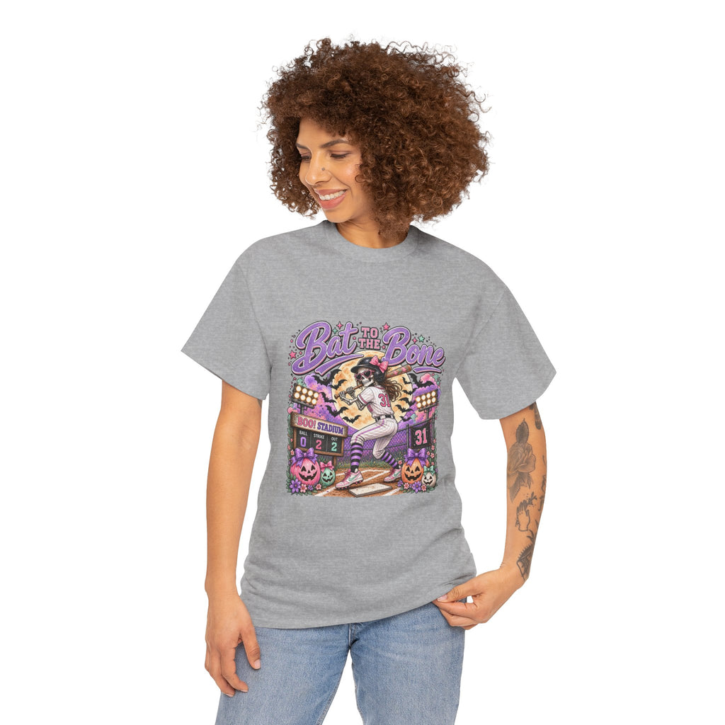 Bat to the Bone Halloween Softball Tee | Vintage Pumpkins