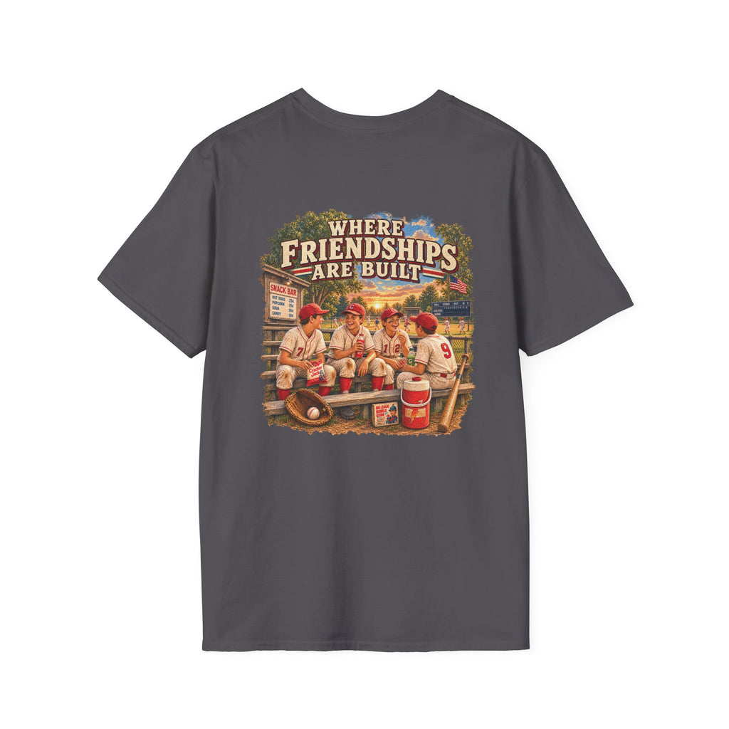 Vintage Baseball Nostalgia Shirt, Where Friendships Are Built Tee, Classic Baseball Fan Shirt, Game Day Graphic Tee, Sports Lover Gift