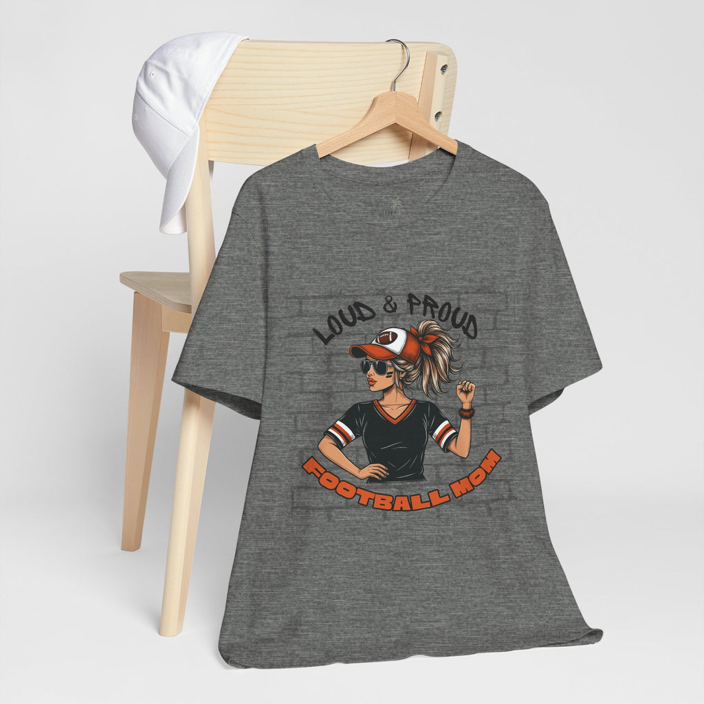 Loud & Proud Football Mom Shirt Game Day Tee for Sports Moms and Parents Support Your Player Graphic T-Shirt Game Day Outfit