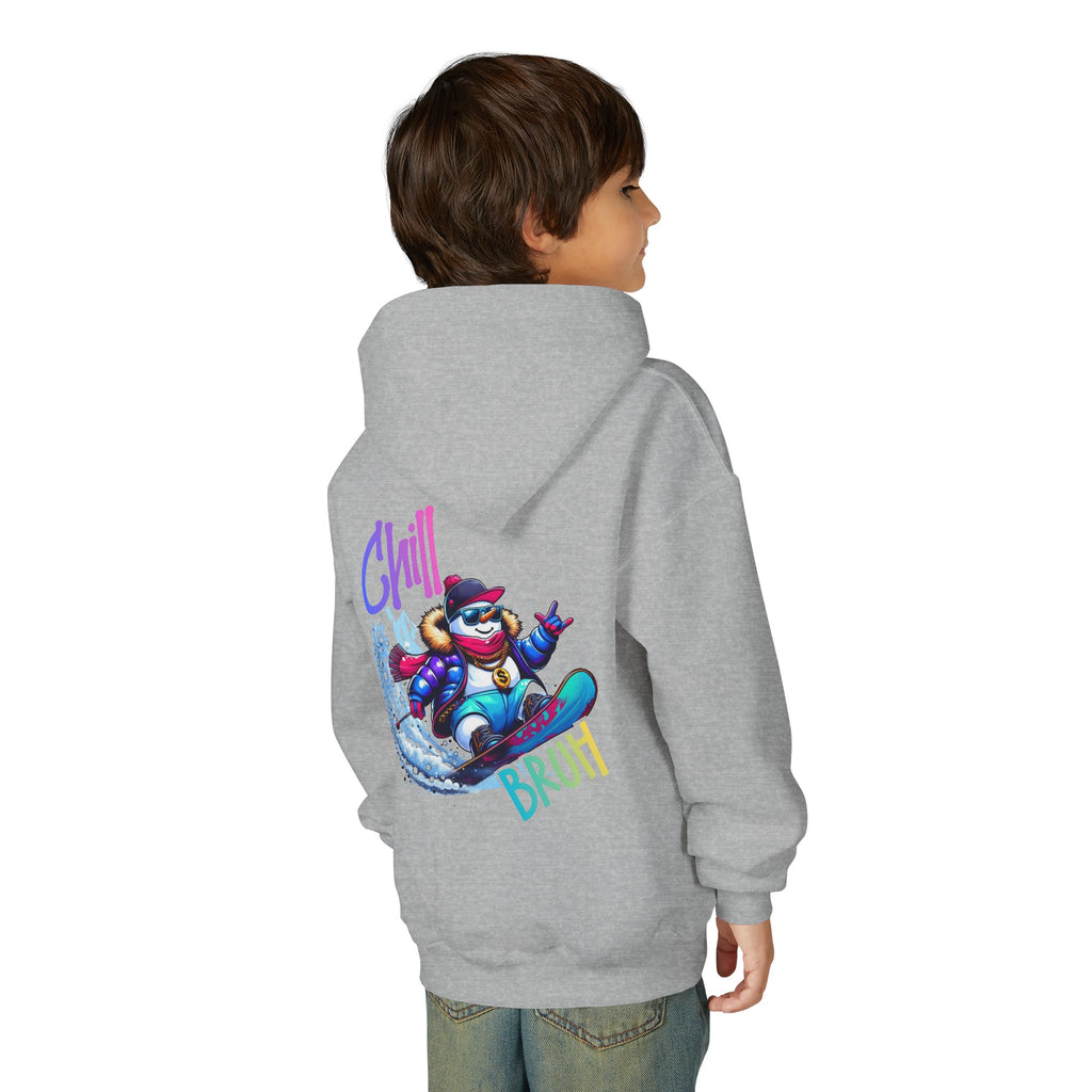 Chill Bruh Snowboarding Character Hoodie | Youth Hooded Sweatshirt
