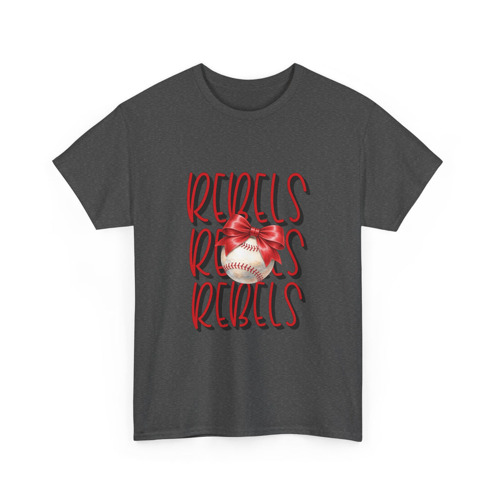 Rebels Baseball Graphic Tee | Script Lettering, Baseball with Bow