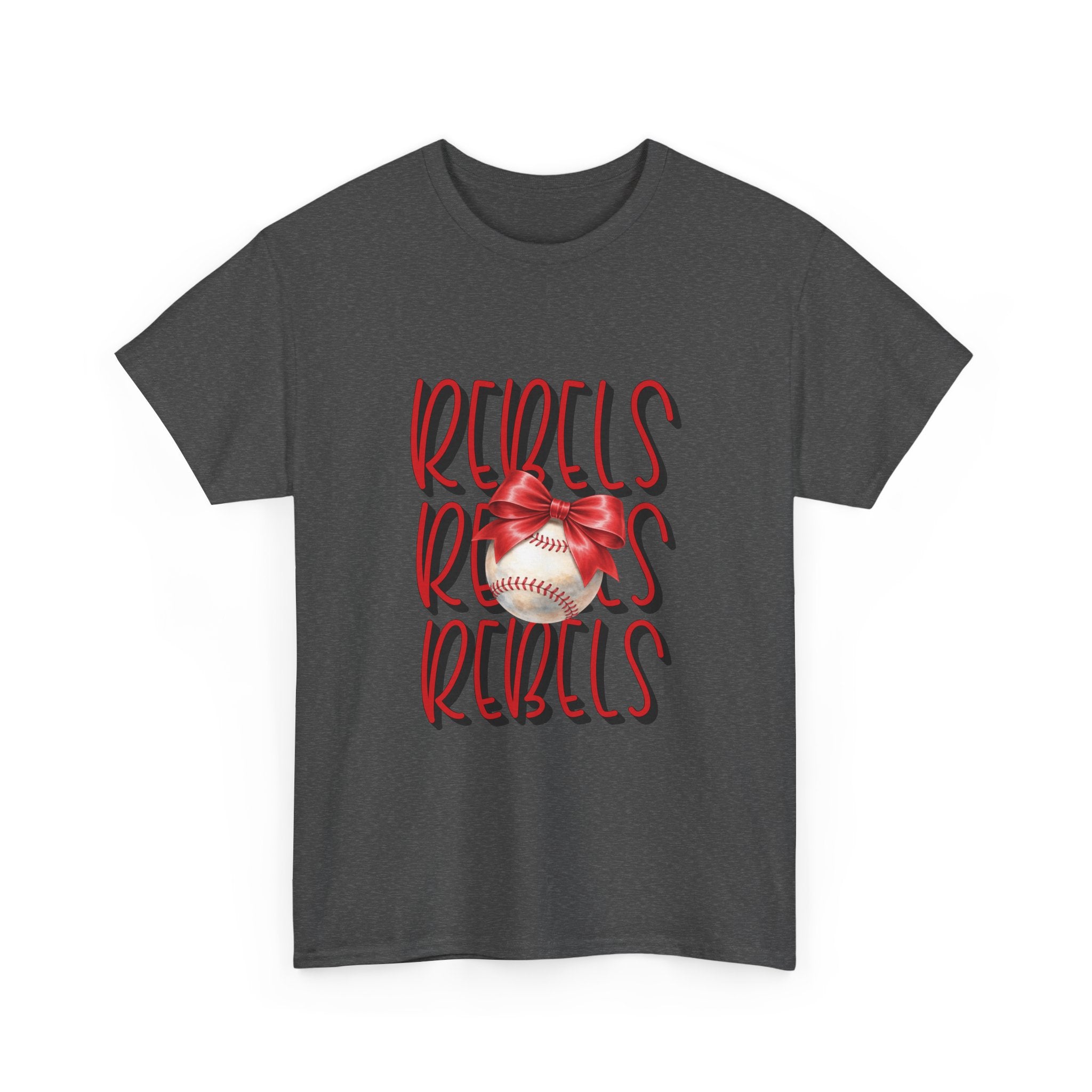 Rebels Baseball Graphic Tee | Script Lettering, Baseball with Bow