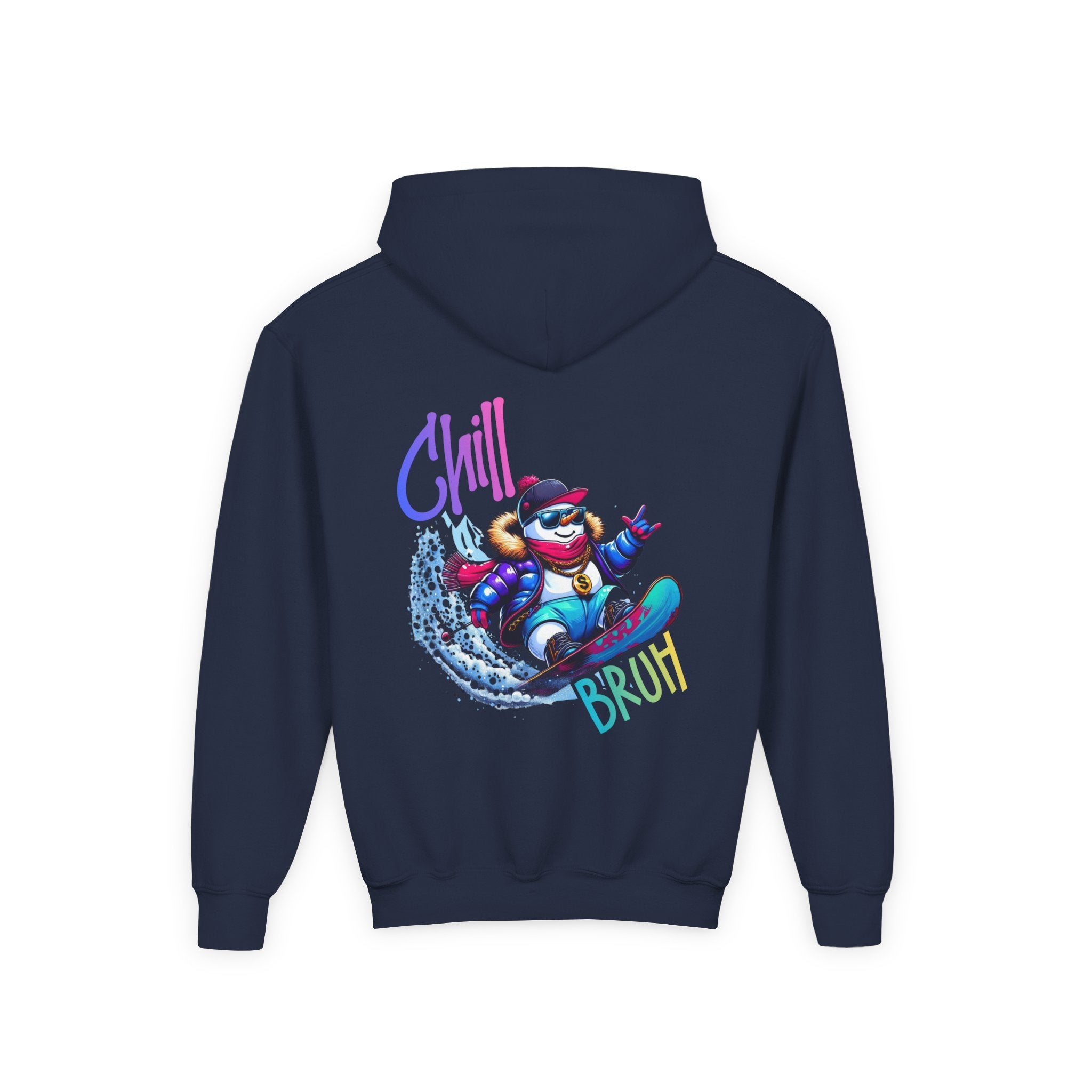 Chill Bruh Snowboarding Character Hoodie | Youth Hooded Sweatshirt