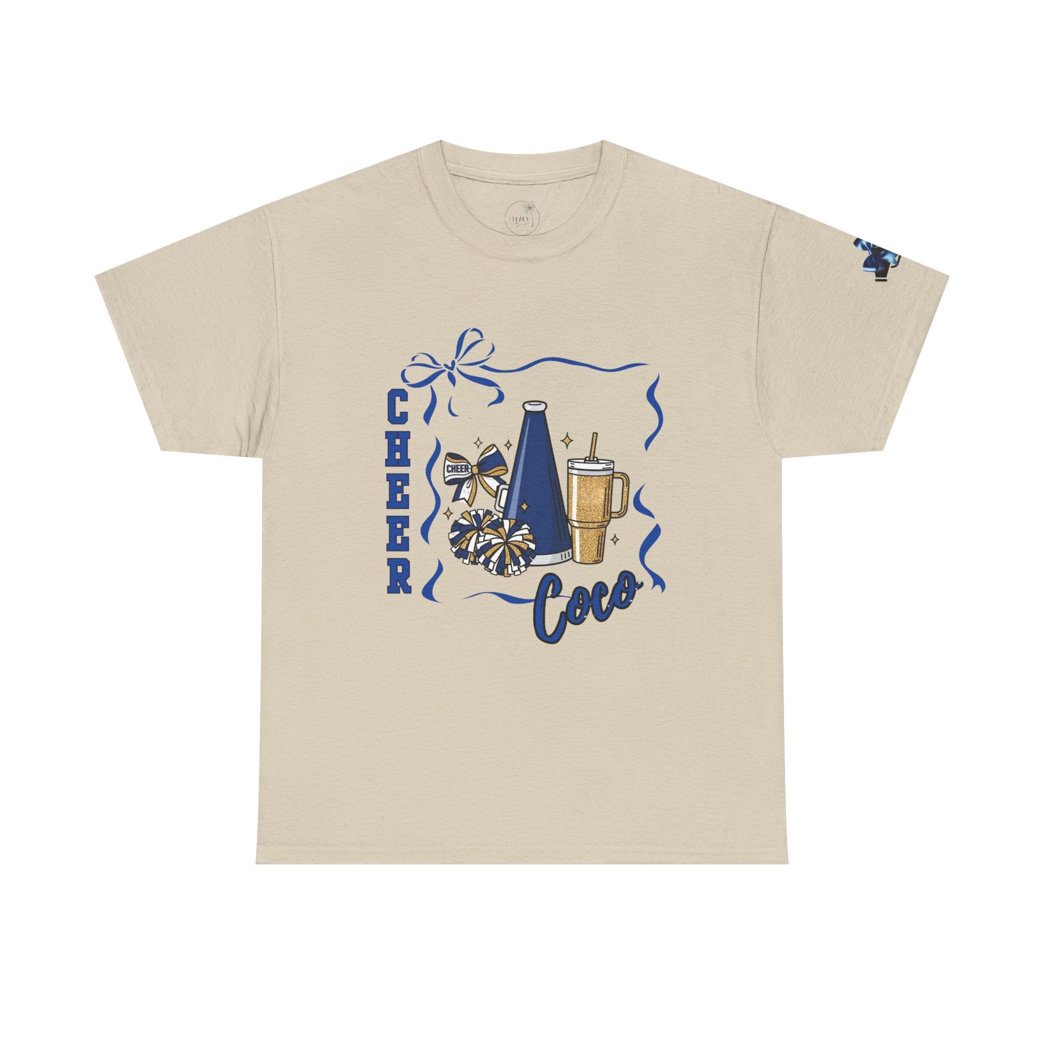 Cheer Coco T-Shirt | Megaphone, Pom Poms, Coffee Cup Cheerleader Tee