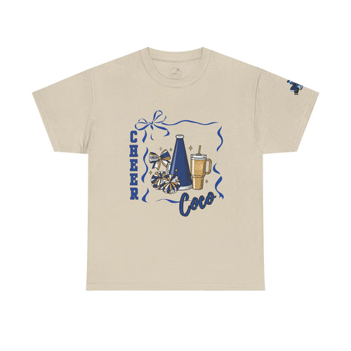 Cheer Coco T-Shirt | Megaphone, Pom Poms, Coffee Cup Cheerleader Tee